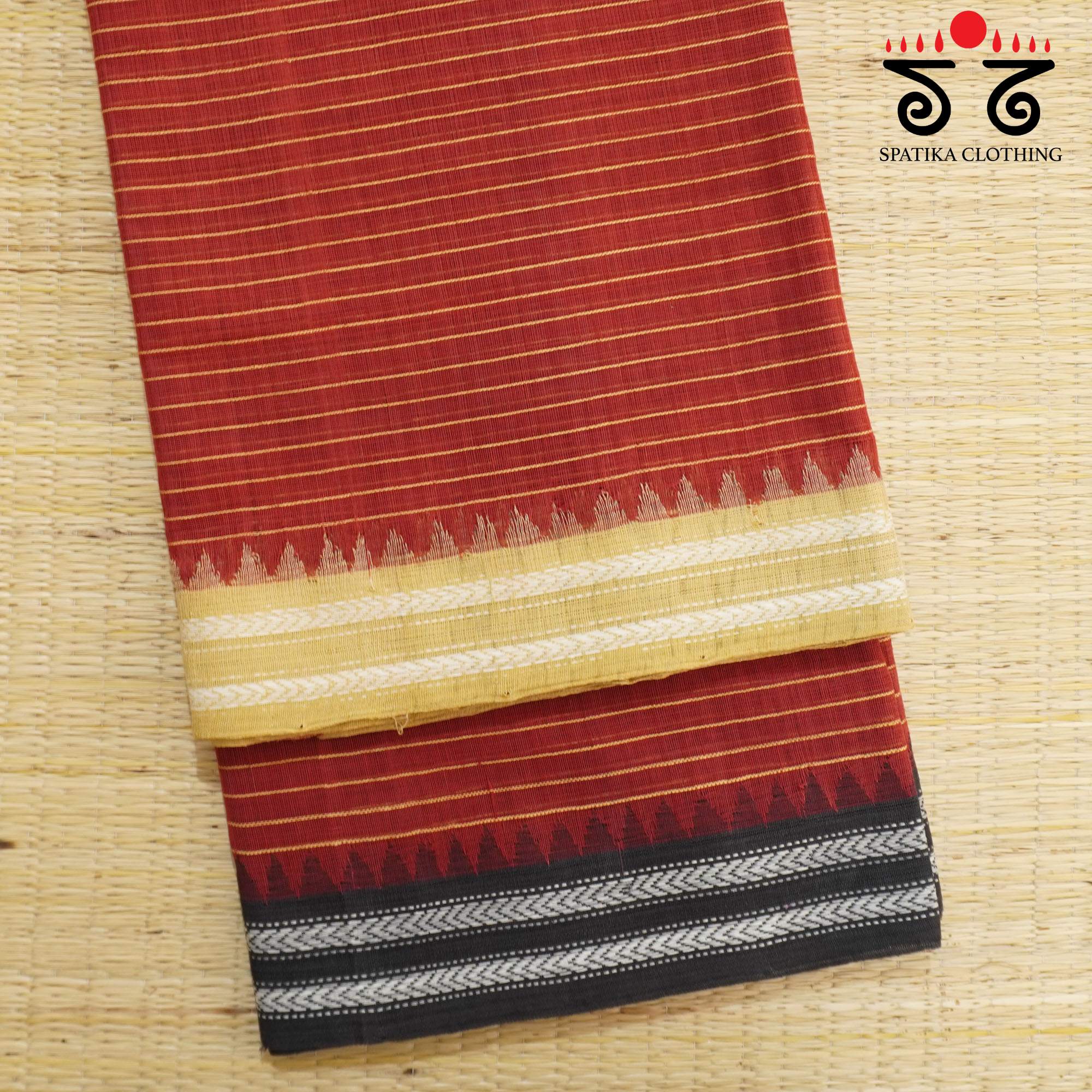 Red Ponduru Handspun Cotton Saree