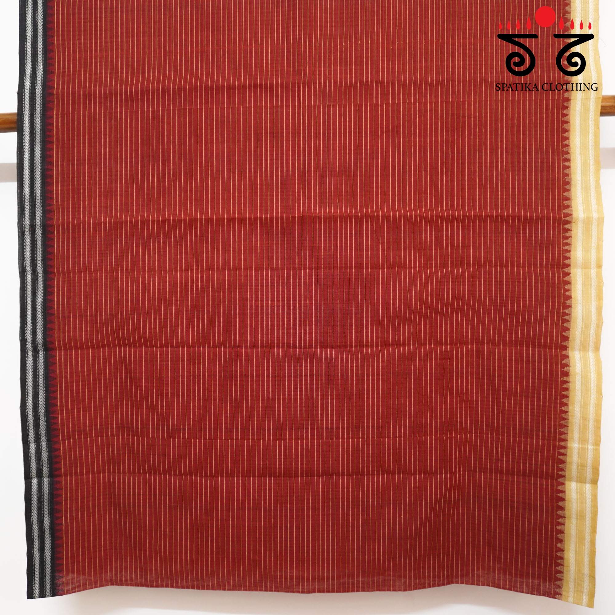 Red Ponduru Handspun Cotton Saree