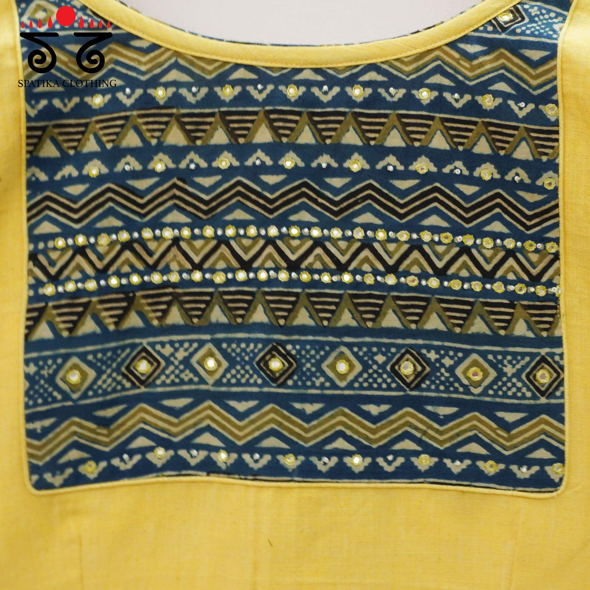Yellow Ajrak Patch Work Blouse New!