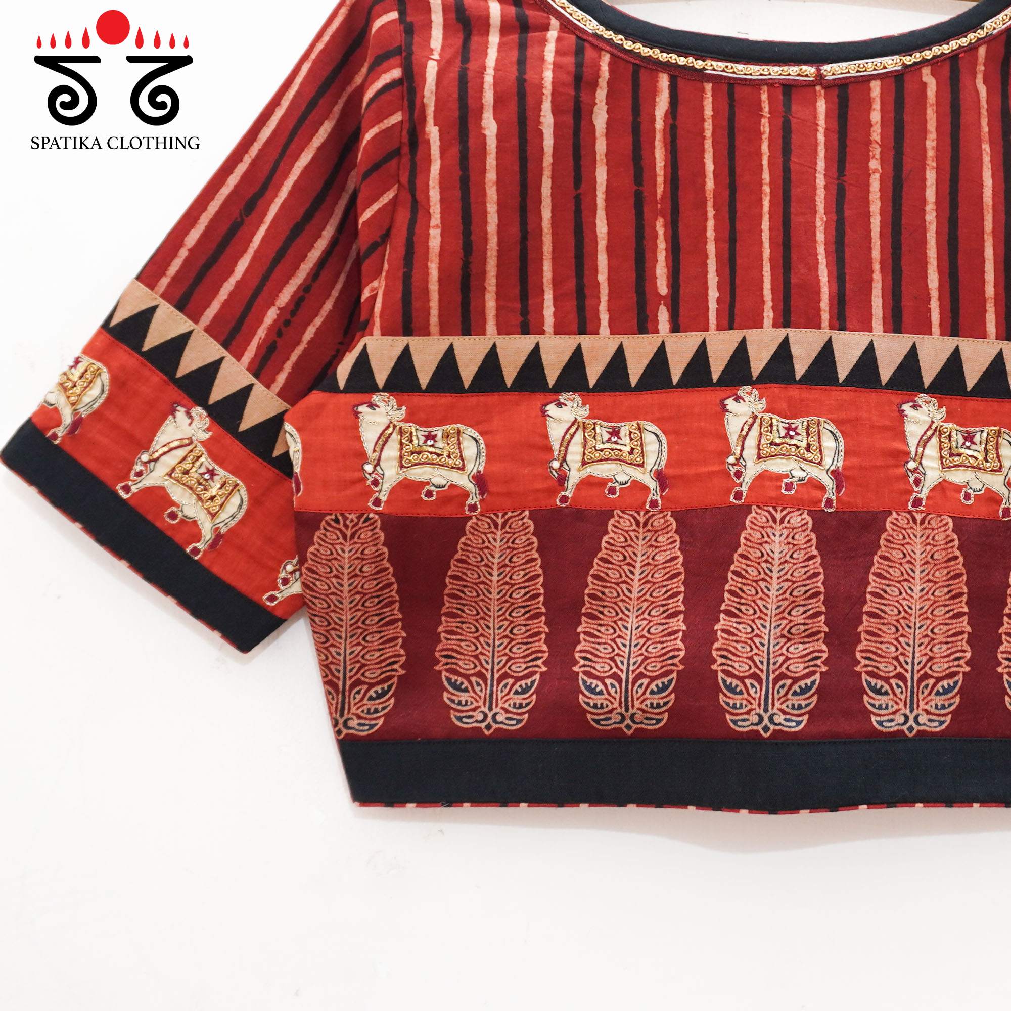 Red Ajrakh Pichwai Blouse