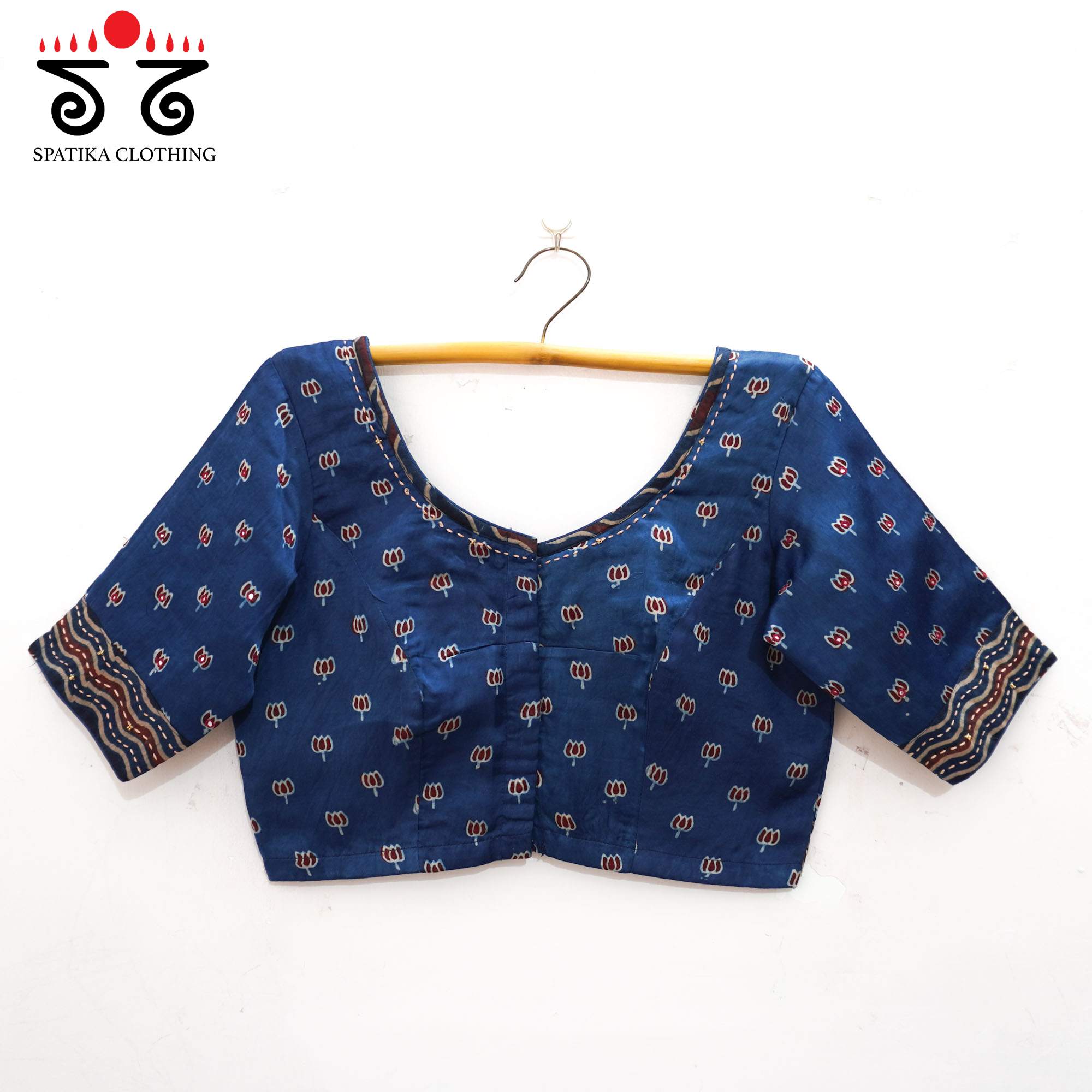 Blue Lotus - Ajrak Modal Handcrafted Blouse
