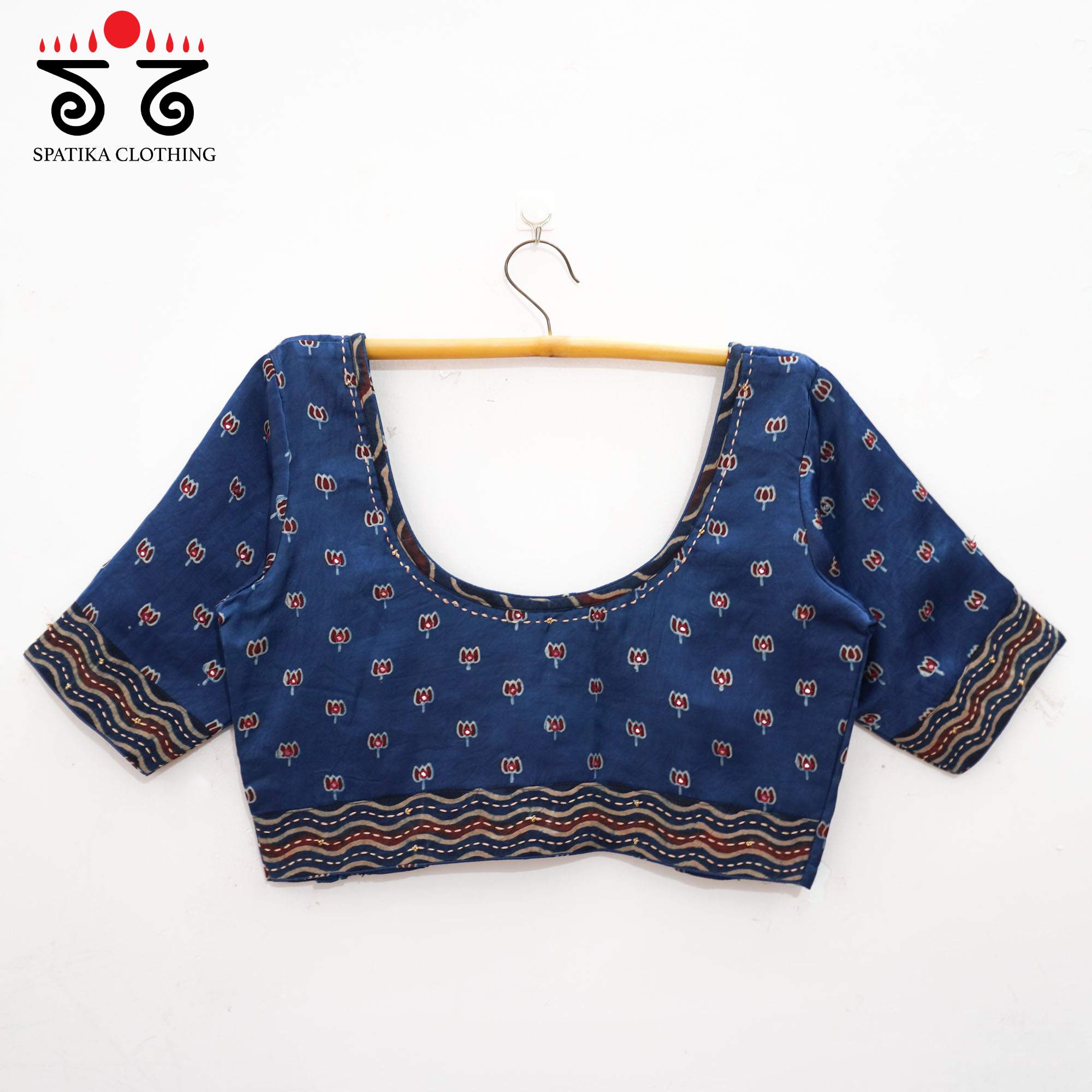 Blue Lotus - Ajrak Modal Handcrafted Blouse