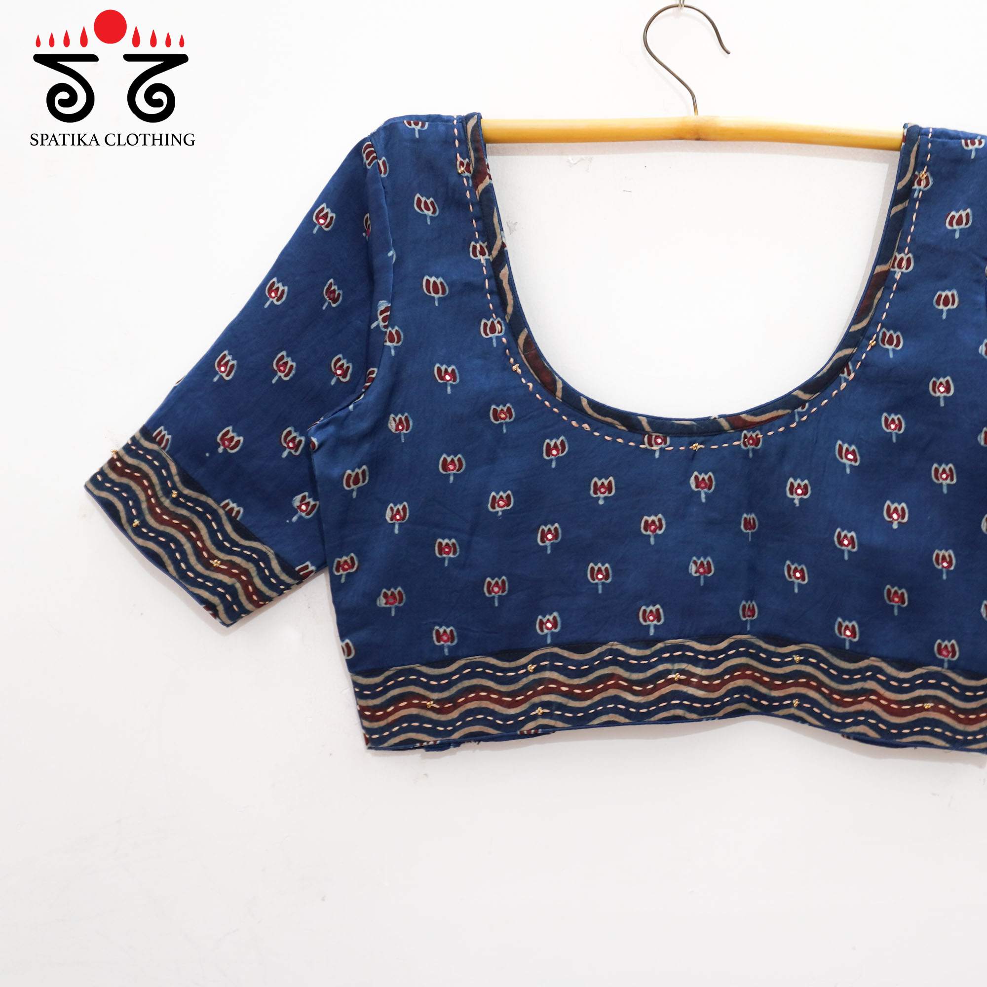 Blue Lotus - Ajrak Modal Handcrafted Blouse
