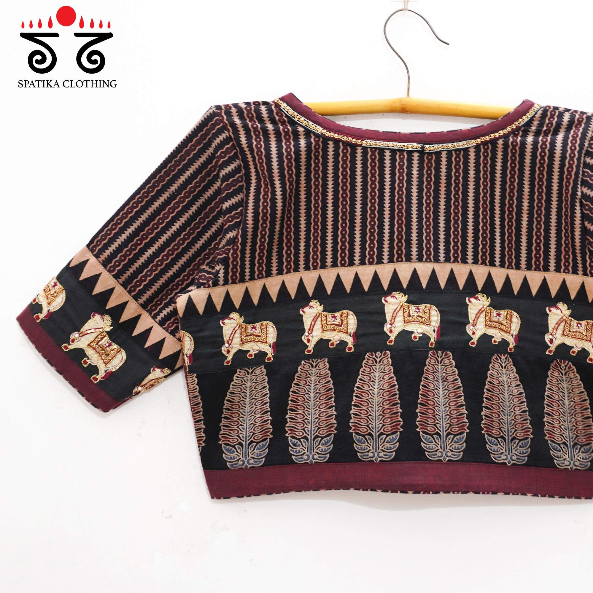 Black Ajrakh Pichwai Blouse
