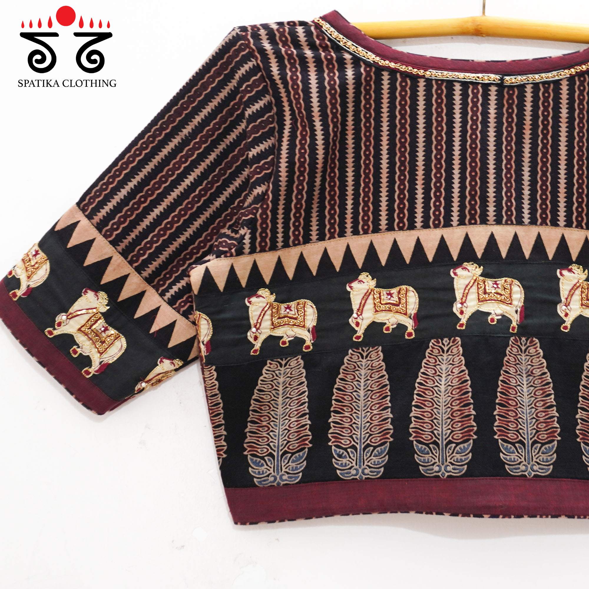 Black Ajrakh Pichwai Blouse