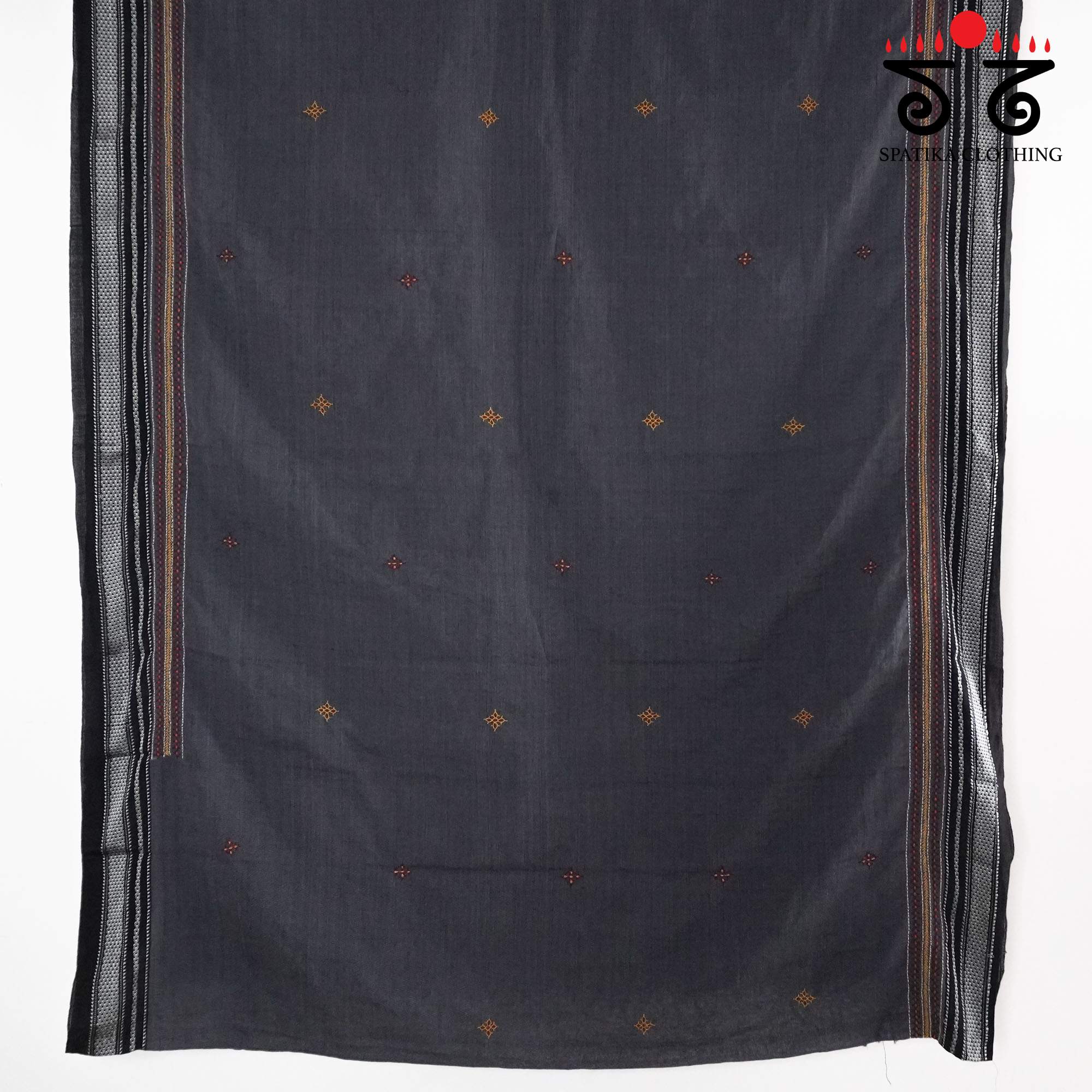 Grey Ilkal Hand Embroidered Cotton Saree