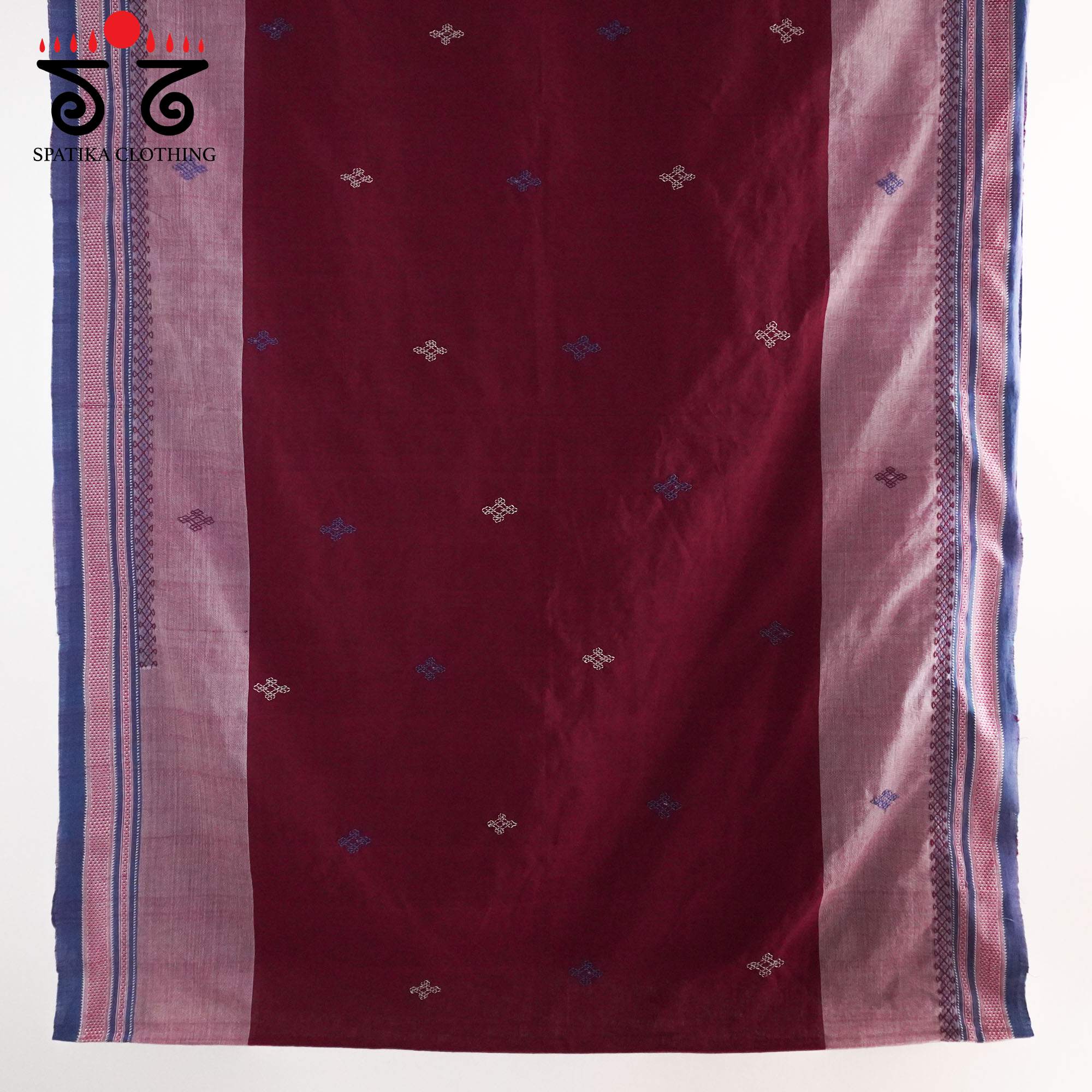 Maroon Ilkal Hand Embroidered Cotton Saree