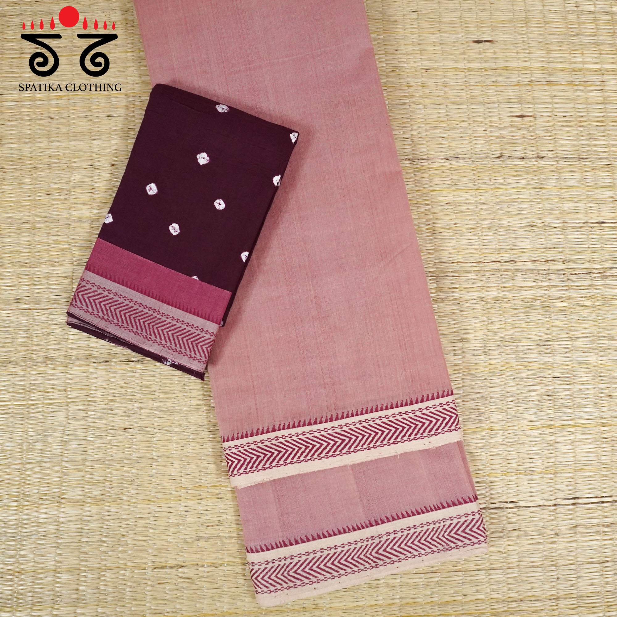 Pink Andhra Handwoven Cotton Saree With Special Blouse