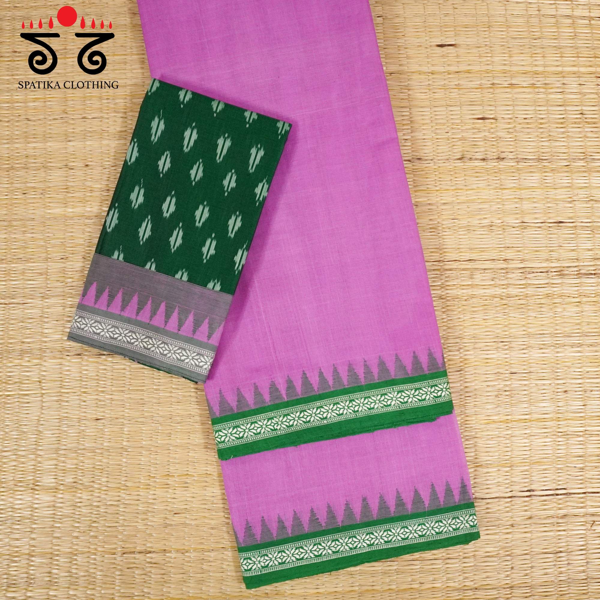 Pink Ponduru Handspun Cotton Saree With Special Blouse
