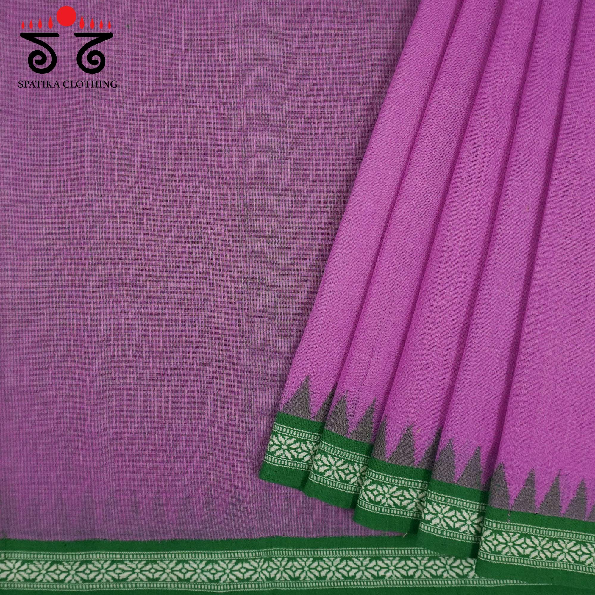 Pink Ponduru Handspun Cotton Saree With Special Blouse