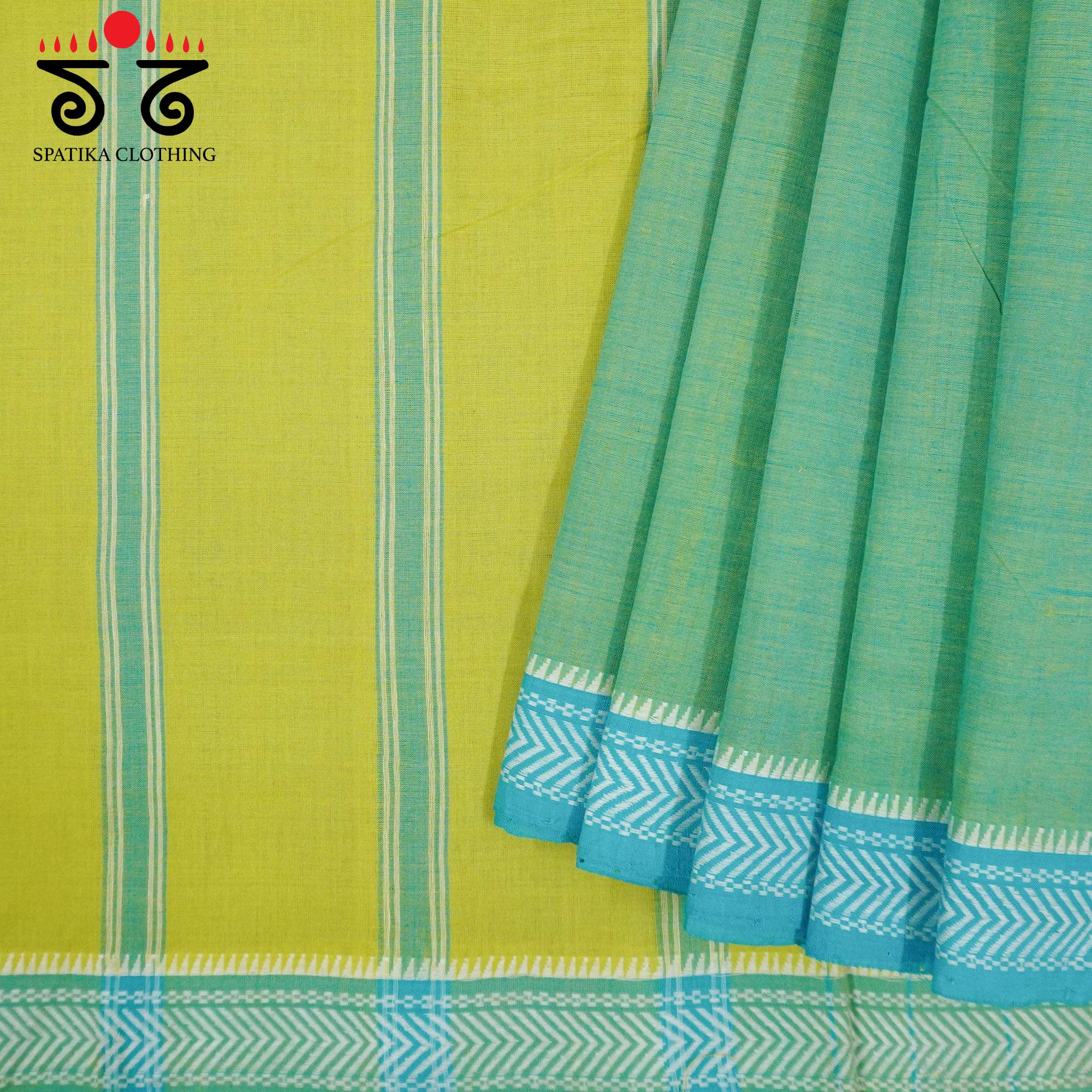 Green Andhra Handwoven Cotton Saree With Special Blouse