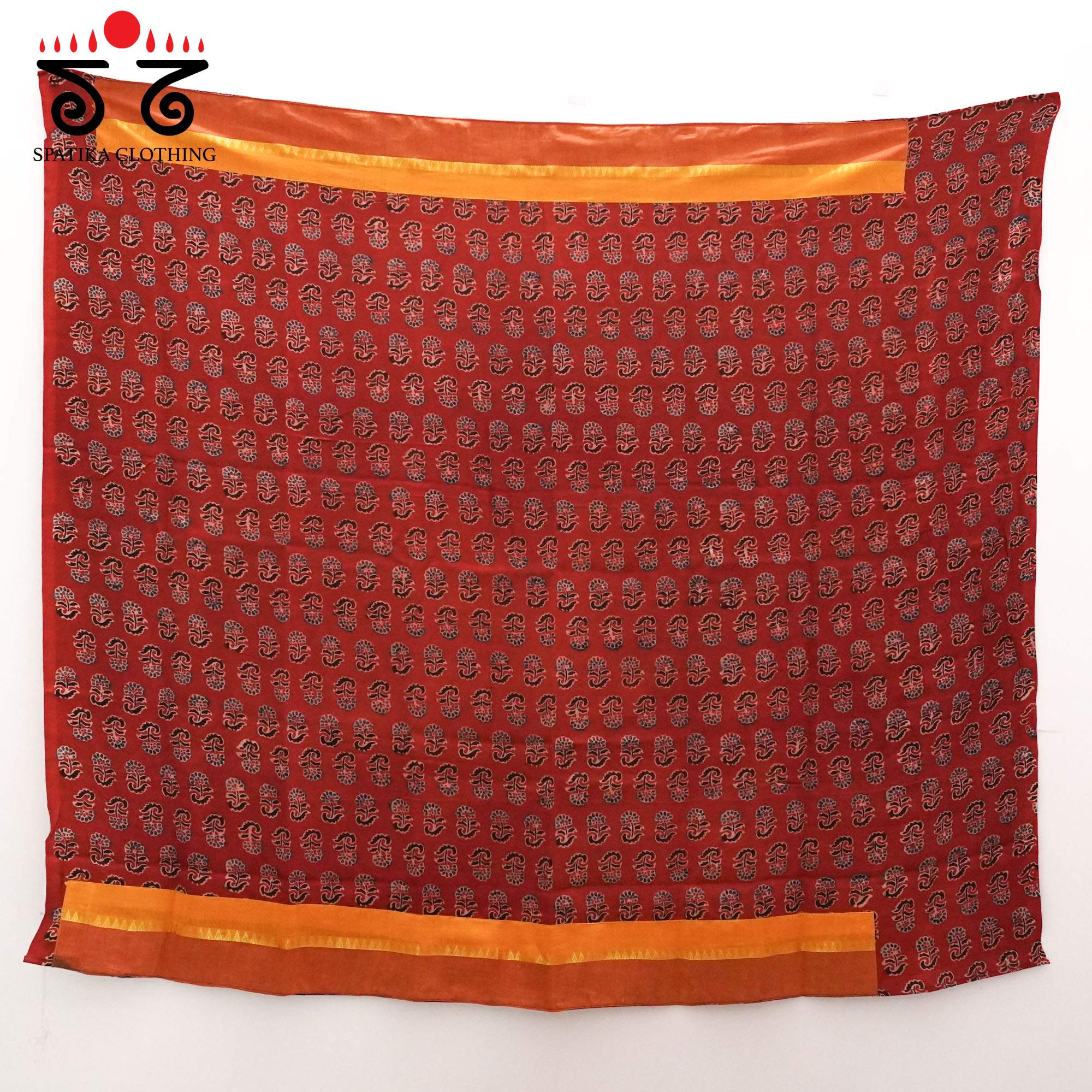 Orange Andhra Handwoven Cotton Saree With Special Blouse