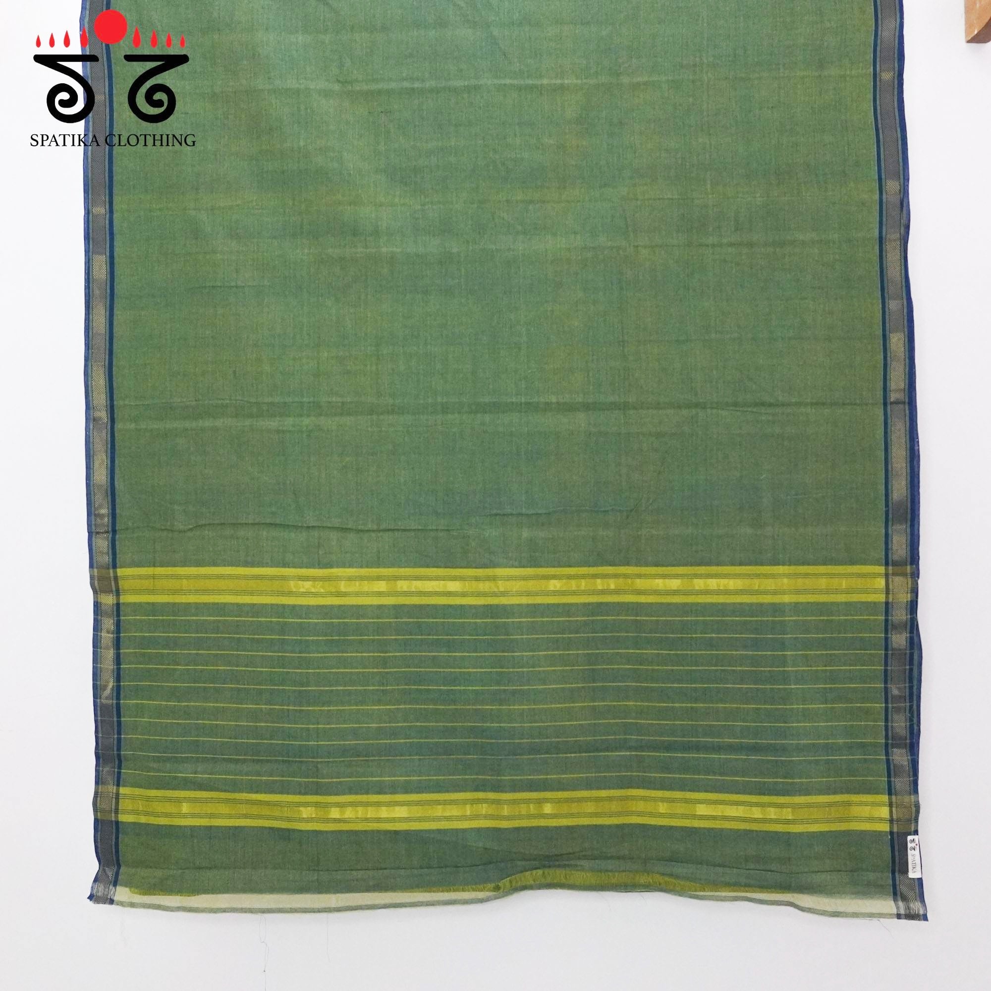 Green Andhra Handwoven Cotton Saree With Special Blouse