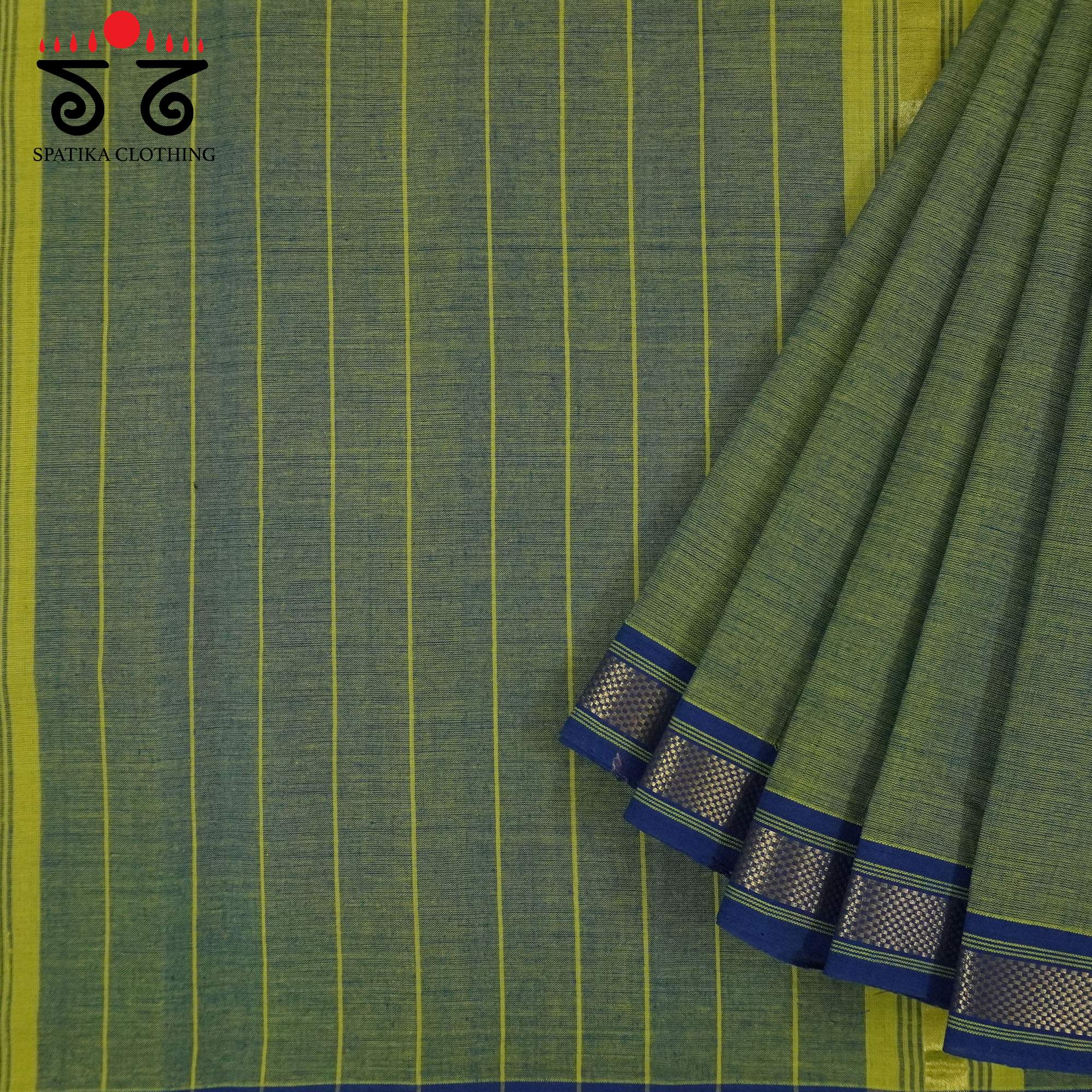 Green Andhra Handwoven Cotton Saree With Special Blouse