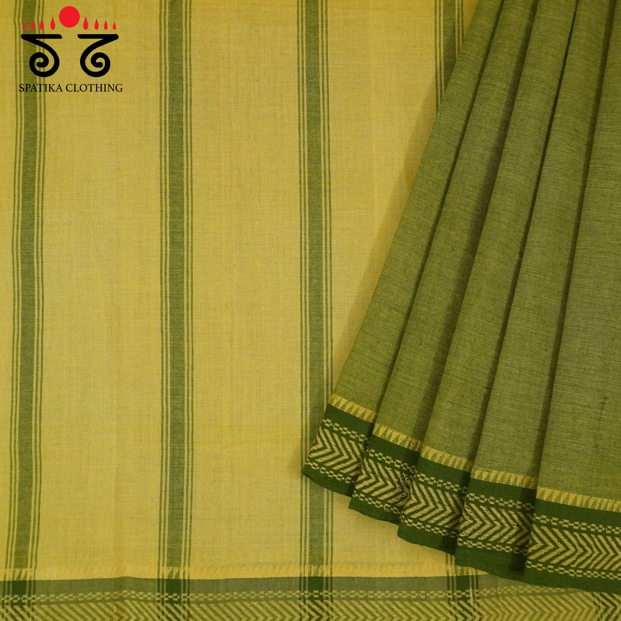 Green Andhra Handwoven Cotton Saree With Special Blouse