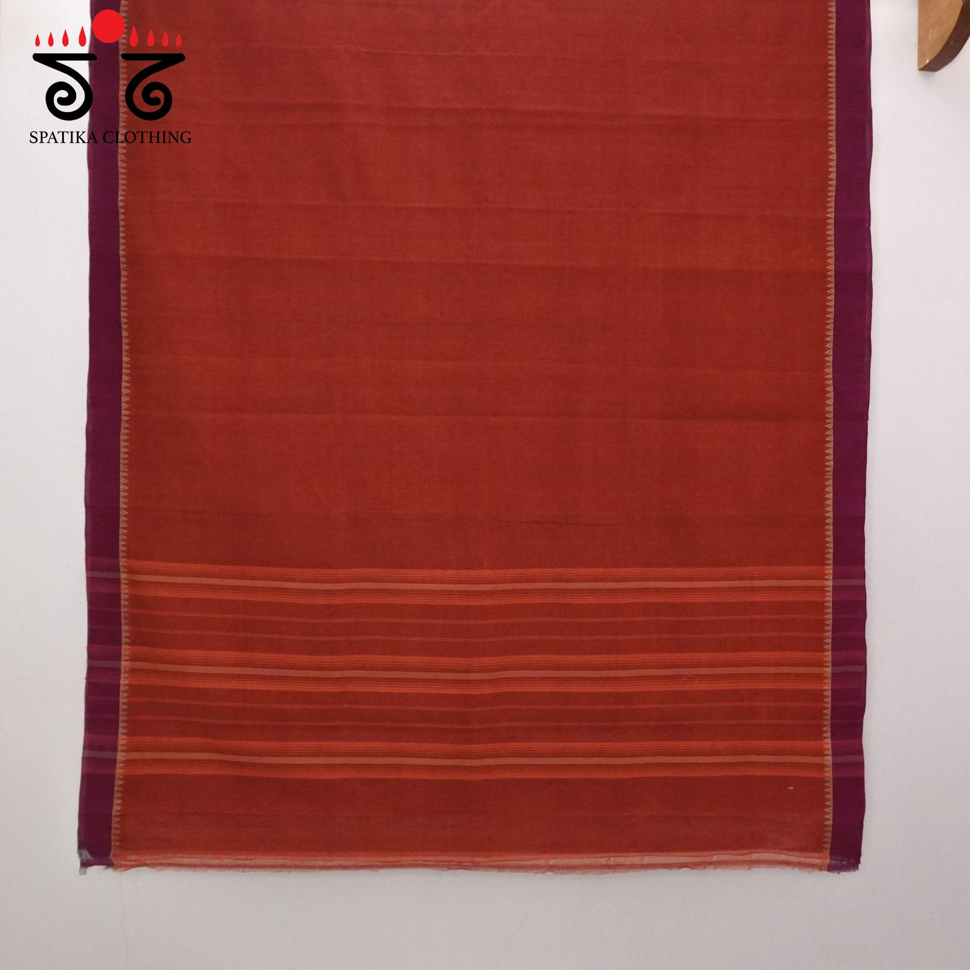 Rust Andhra Handwoven Cotton Saree With Special Blouse