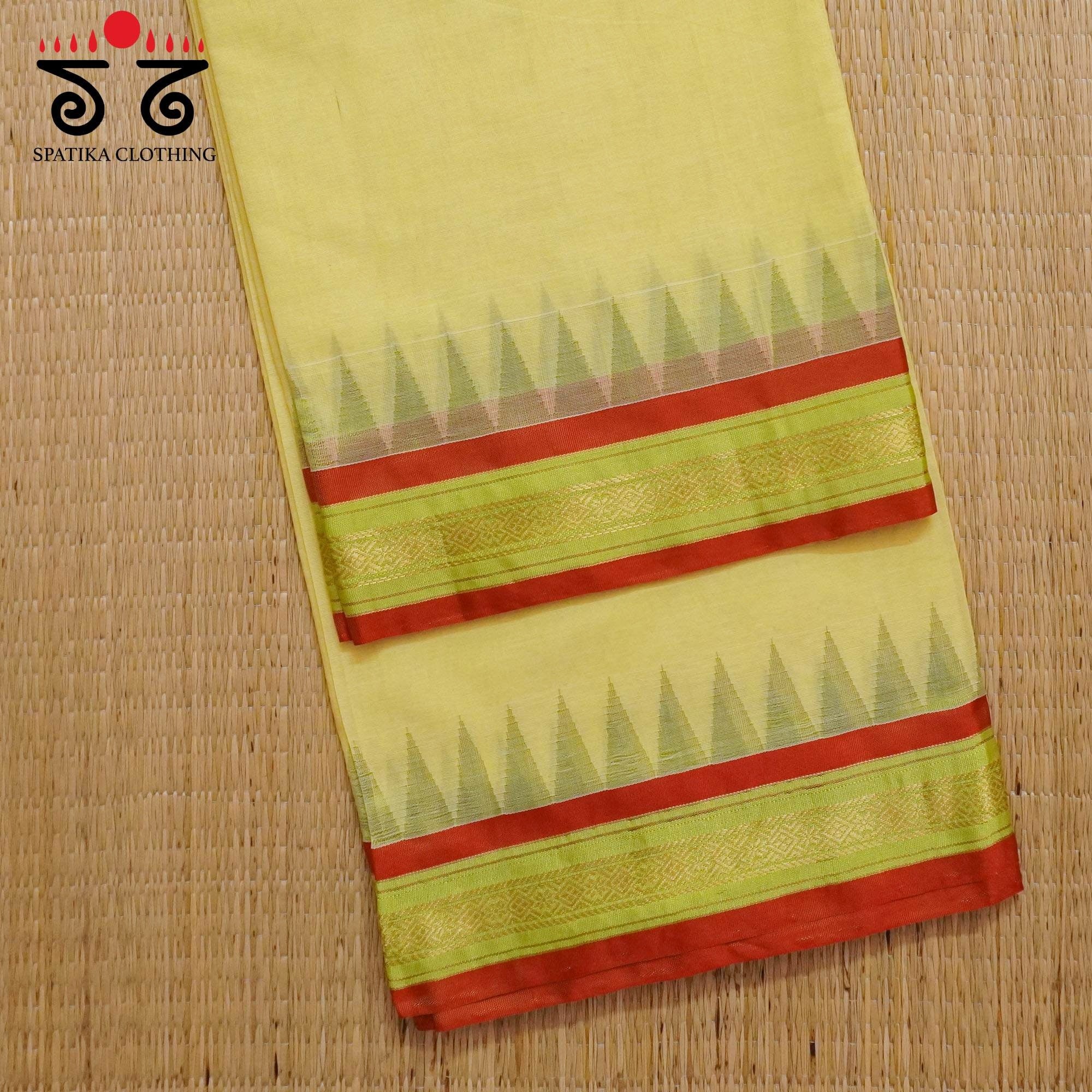 Lime Ponduru Silk Border Saree - Special Edition!