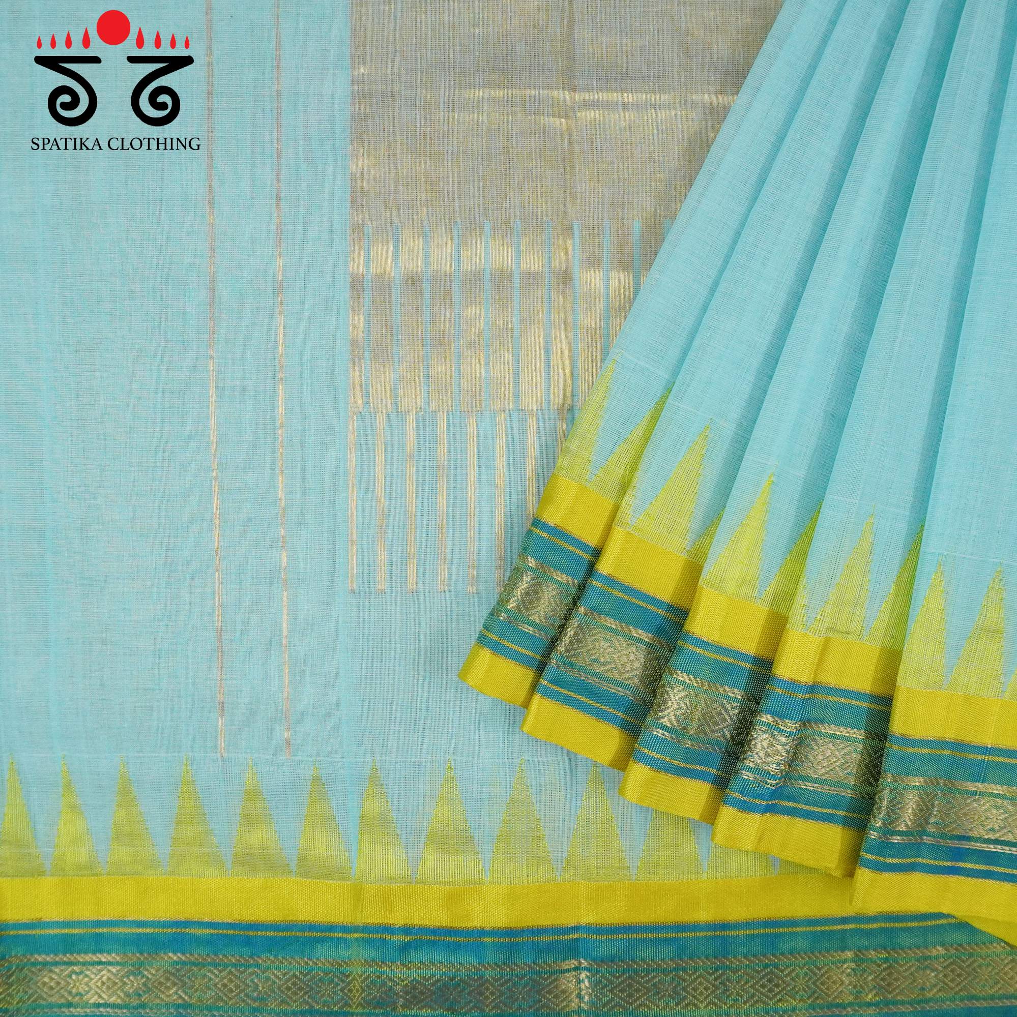 Aqua Ponduru Silk Border Saree - Special Edition!