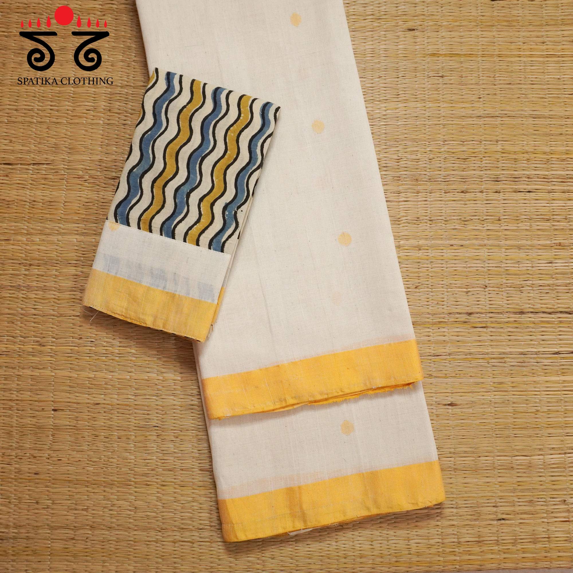 Off White Ponduru Handspun Cotton Saree With Special Blouse