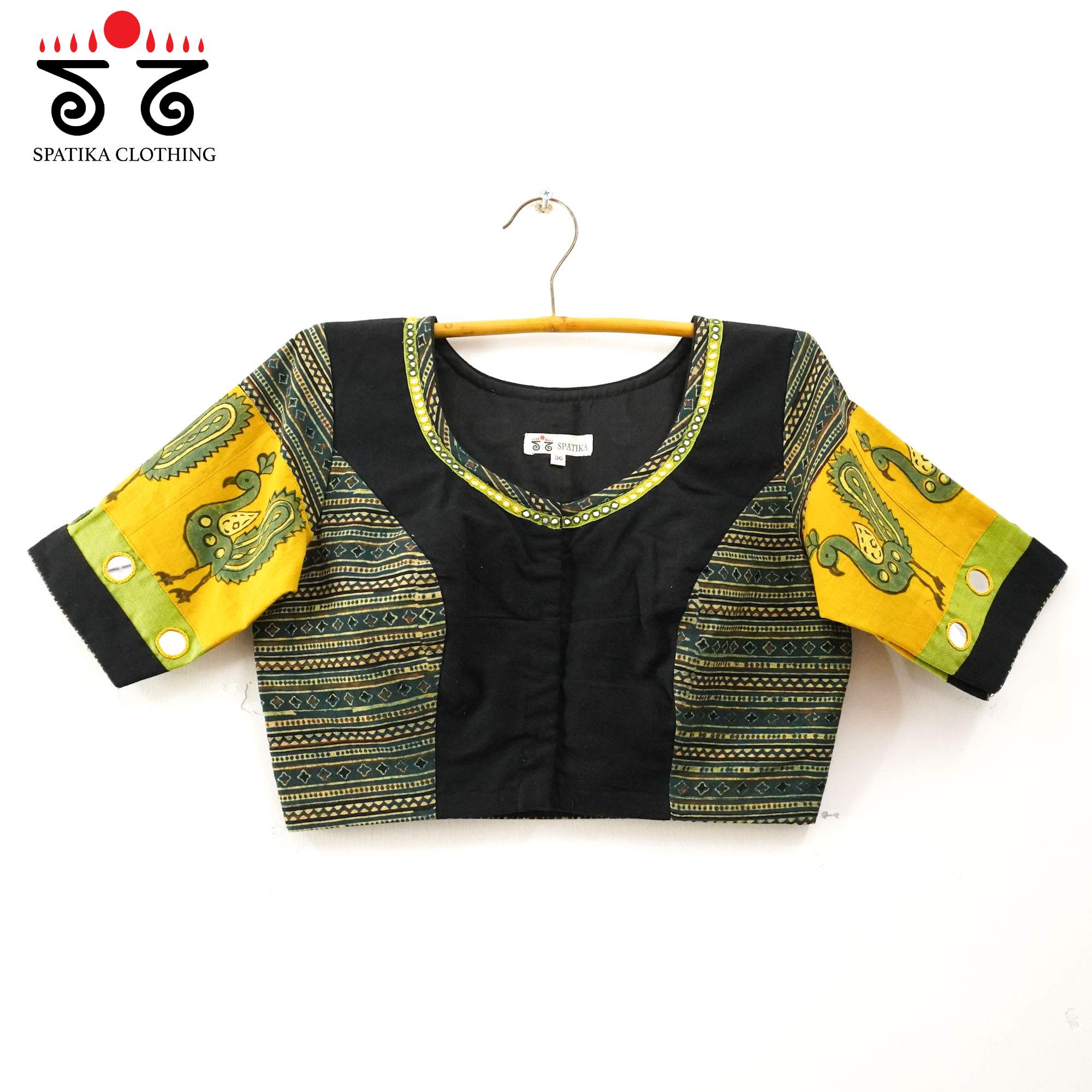 The Morni - Green Mirror work Blouse