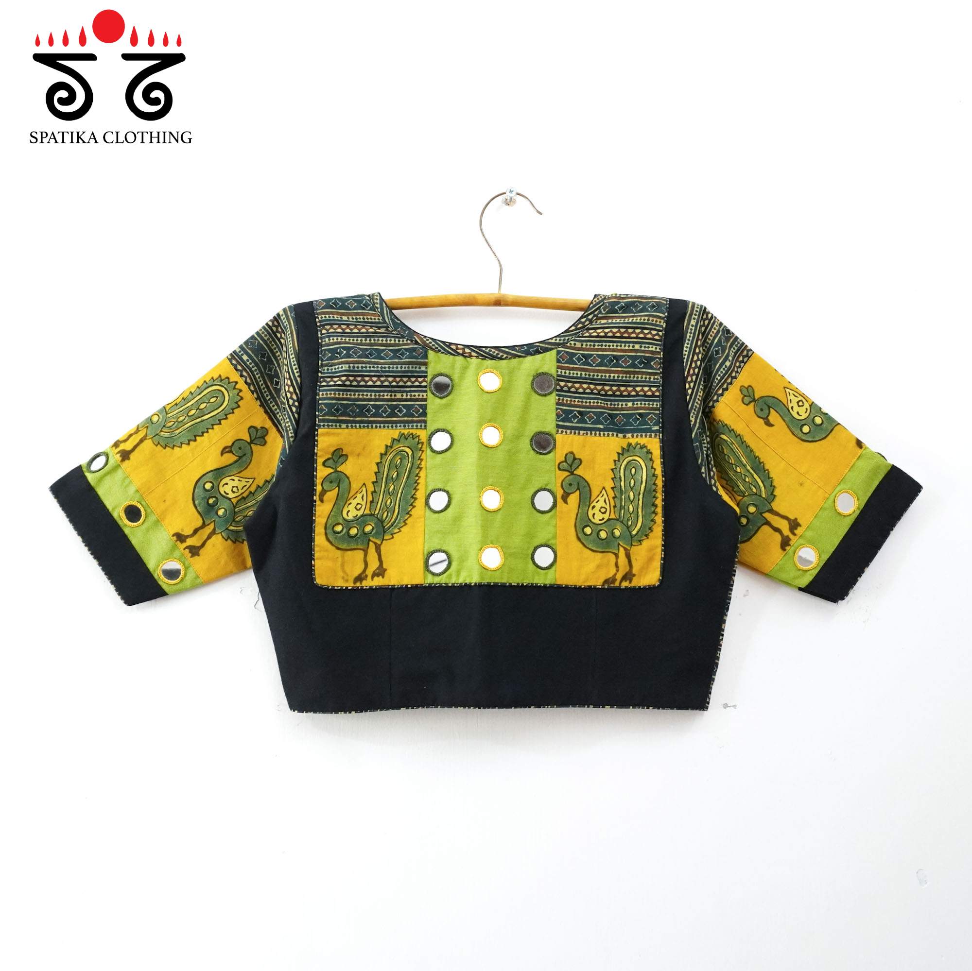 The Morni - Green Mirror work Blouse
