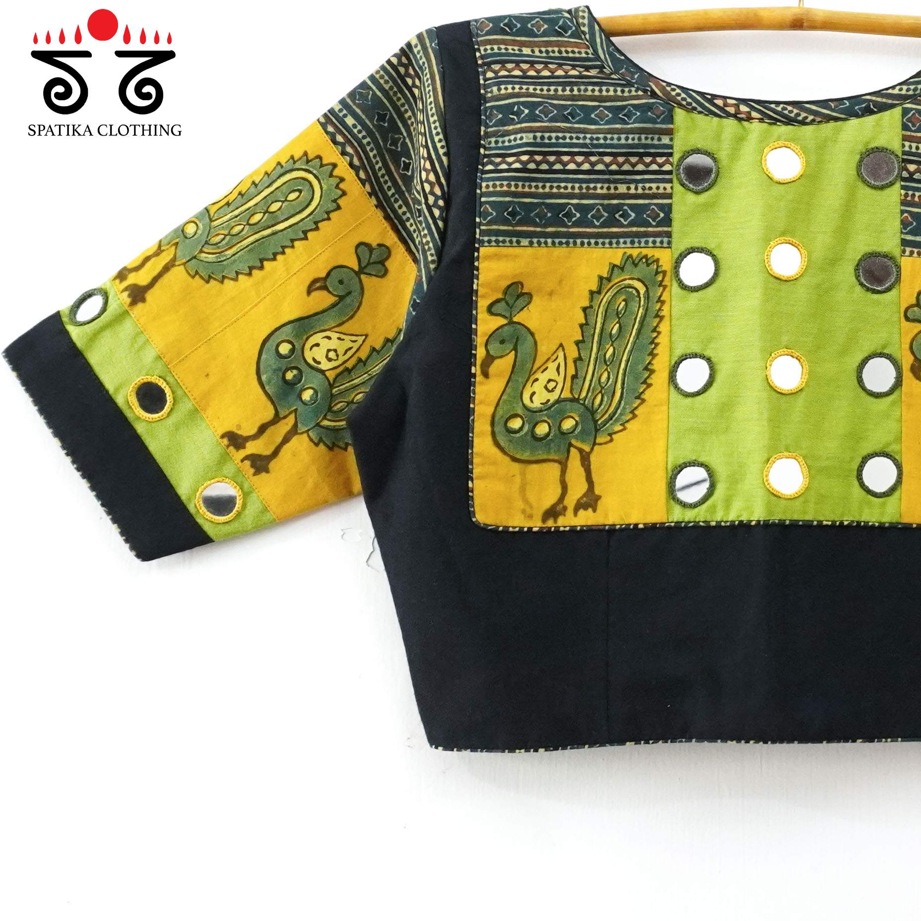 The Morni - Green Mirror work Blouse