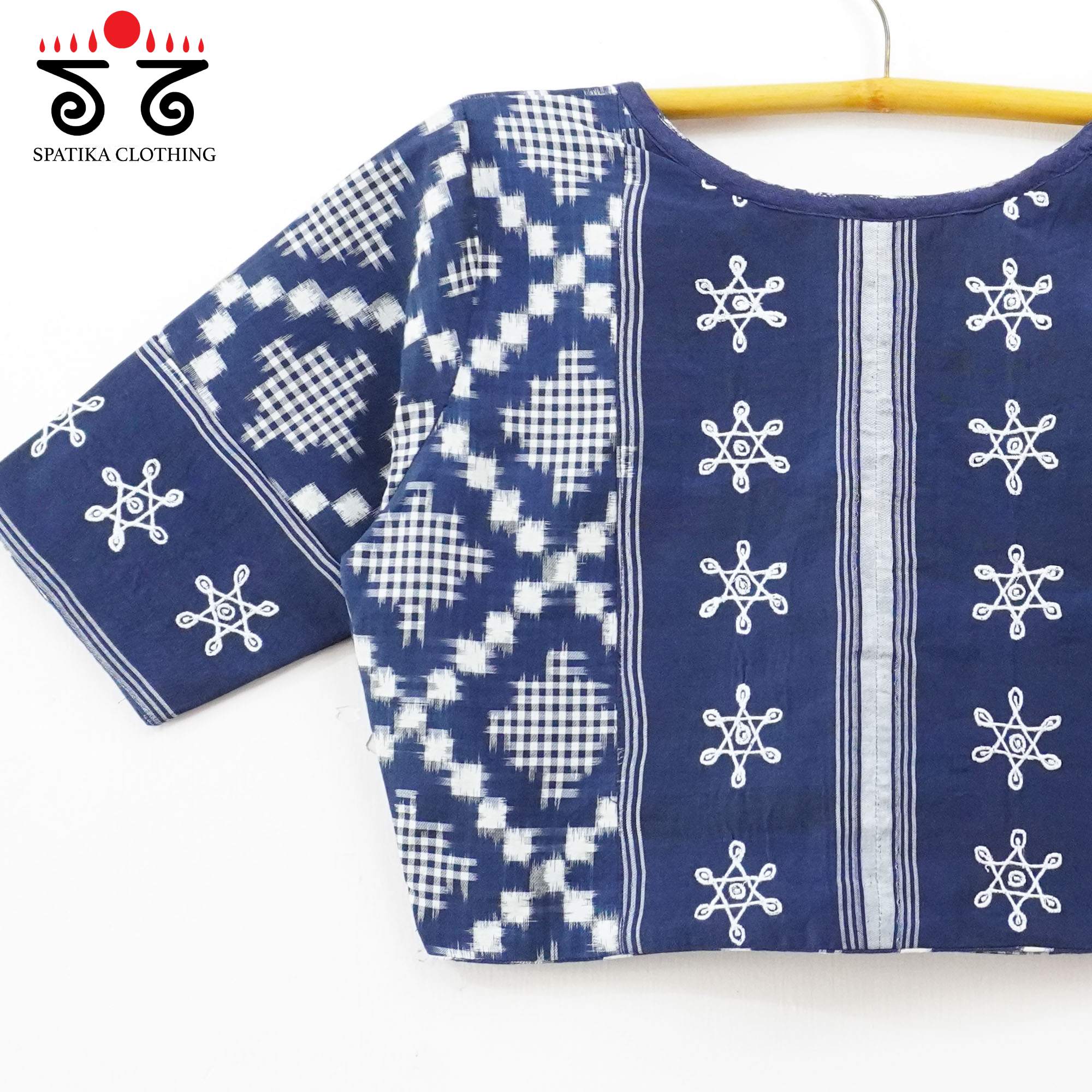 Navy Telia Rumal - Kolam Blouse