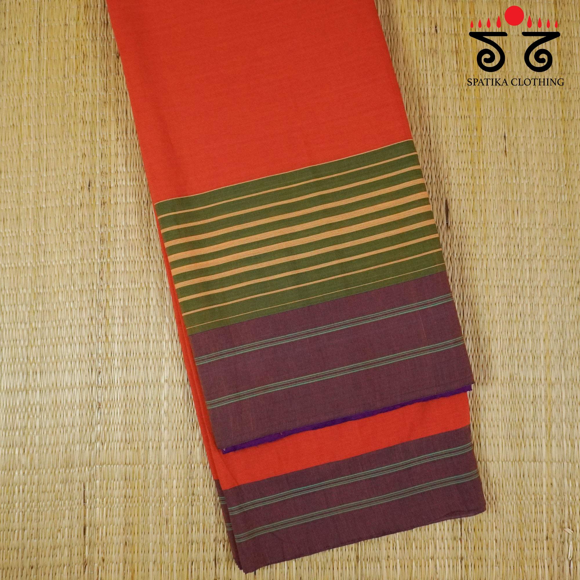 Orange Ilkal Handwoven Cotton Saree - Special Edition