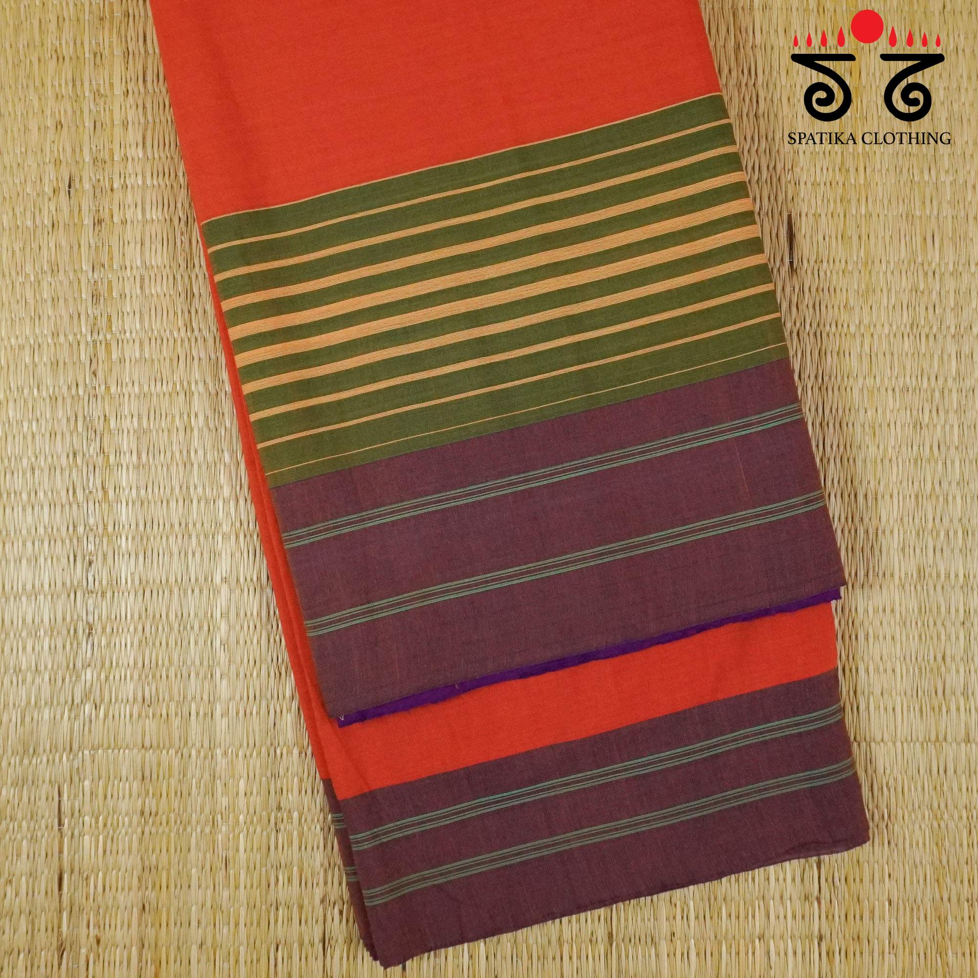 Orange Ilkal Handwoven Cotton Saree - Special Edition