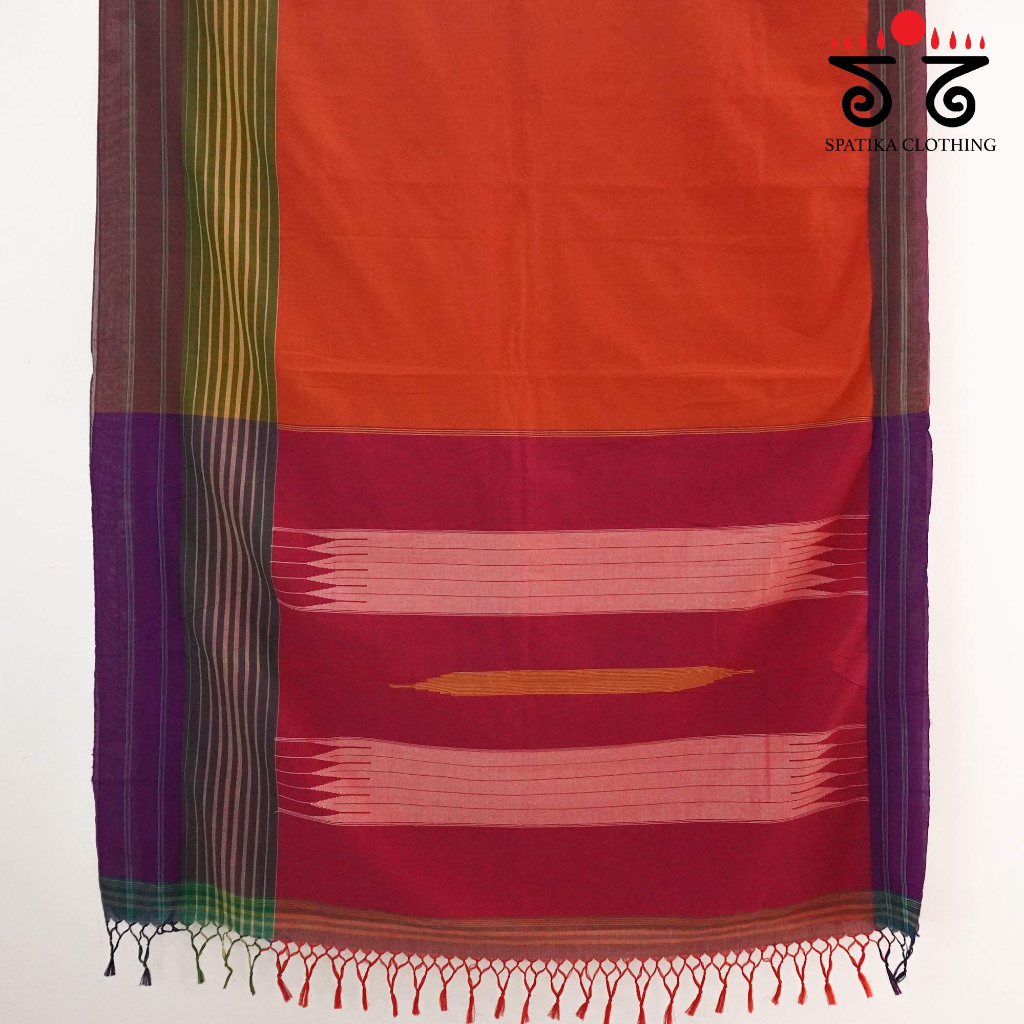 Orange Ilkal Handwoven Cotton Saree - Special Edition