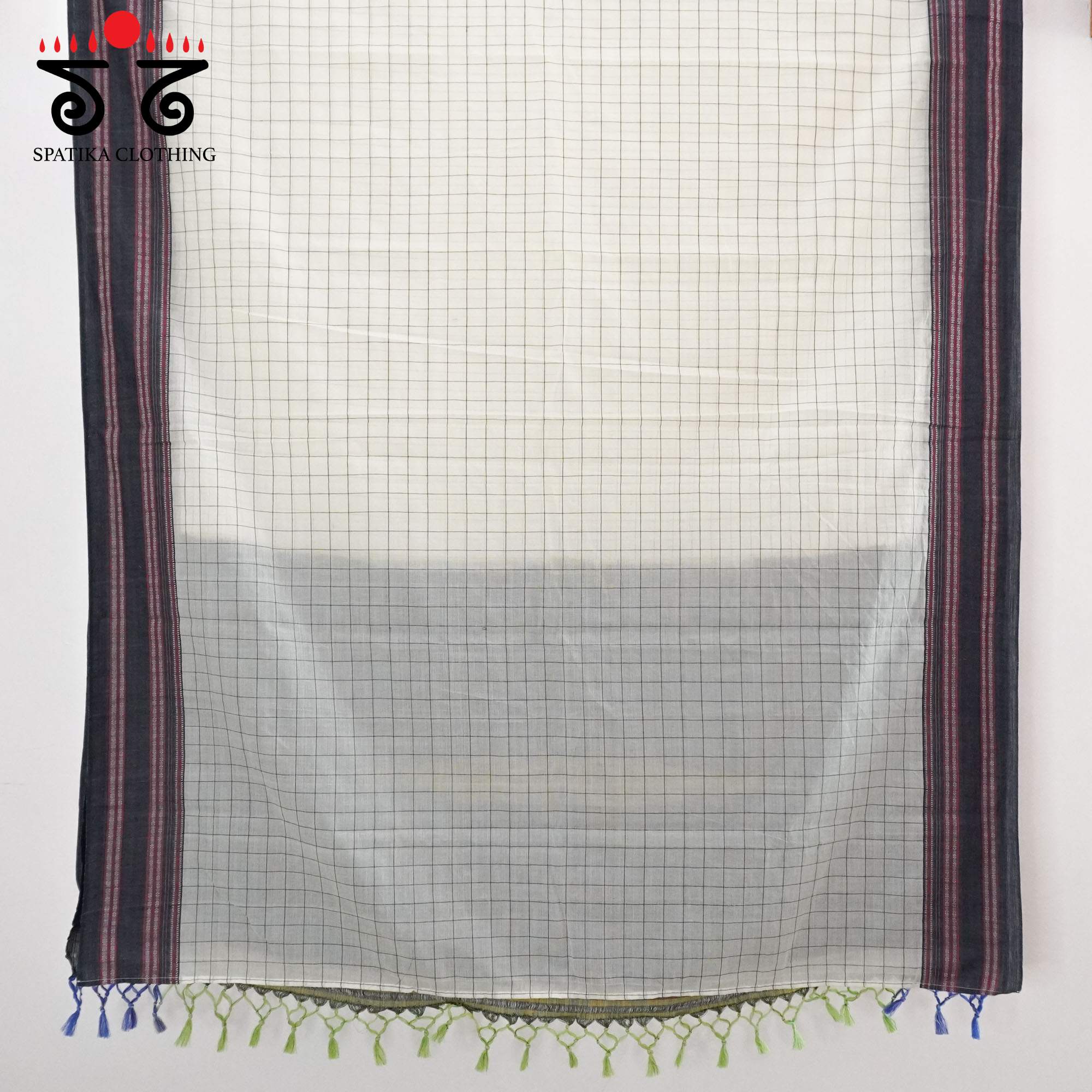 Off White Ilkal Handwoven Cotton Saree - Ikat Blouse
