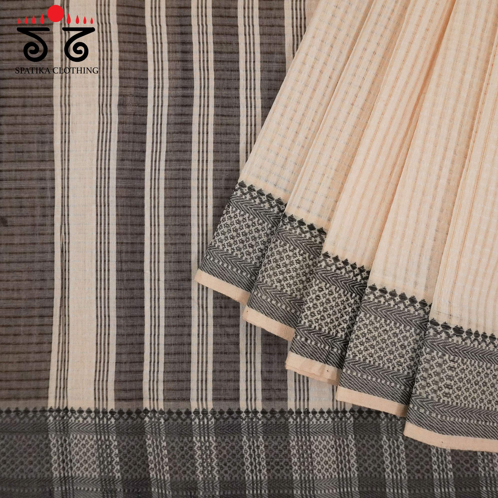 Off white Andhra Handwoven Cotton Saree With Special Blouse