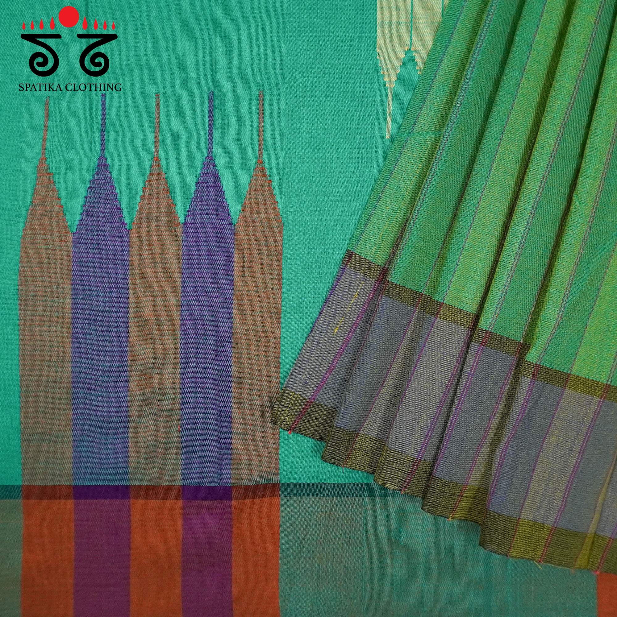 Green Ilkal Handwoven Cotton Saree - Special Edition