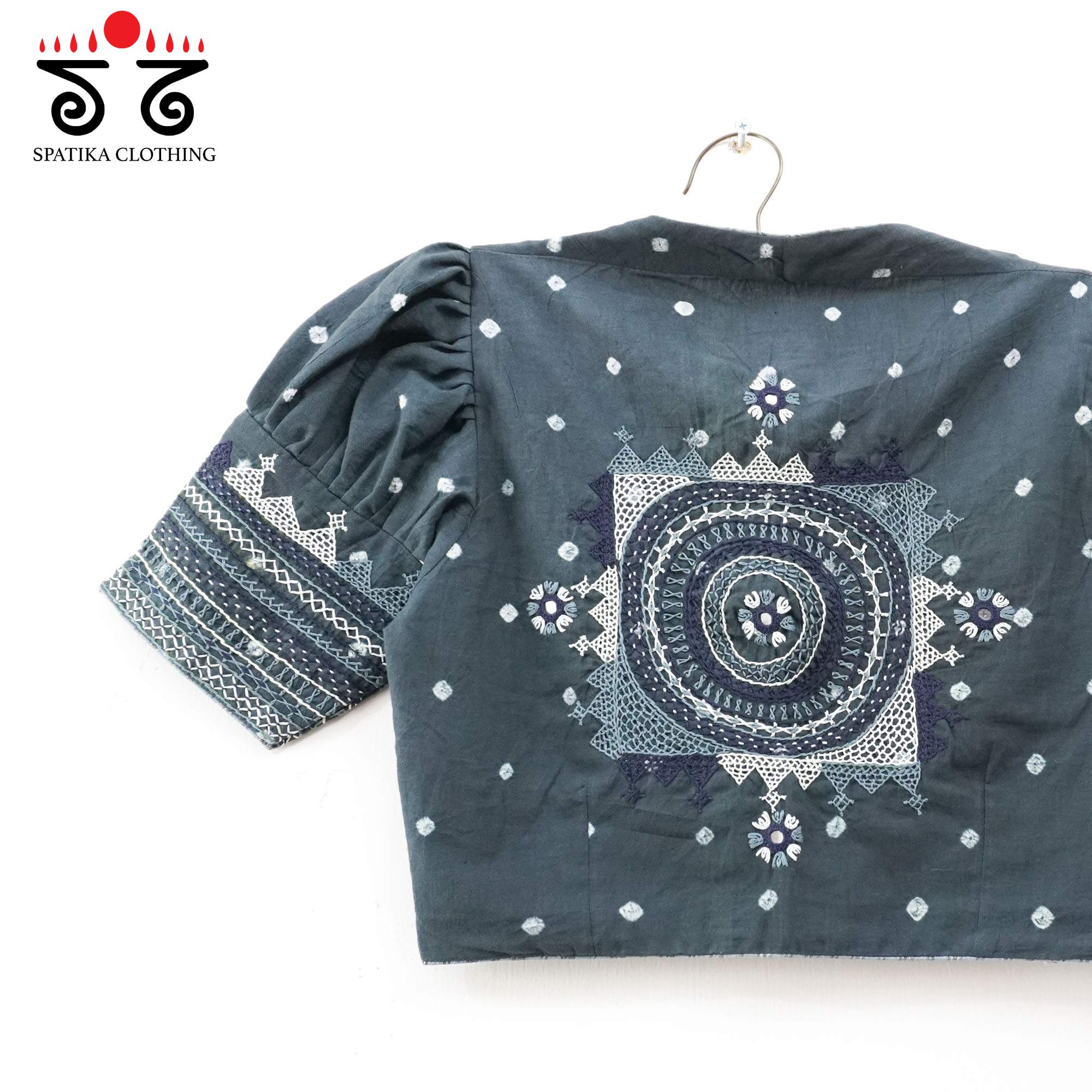 Grey Lambani - Bandhani blouse