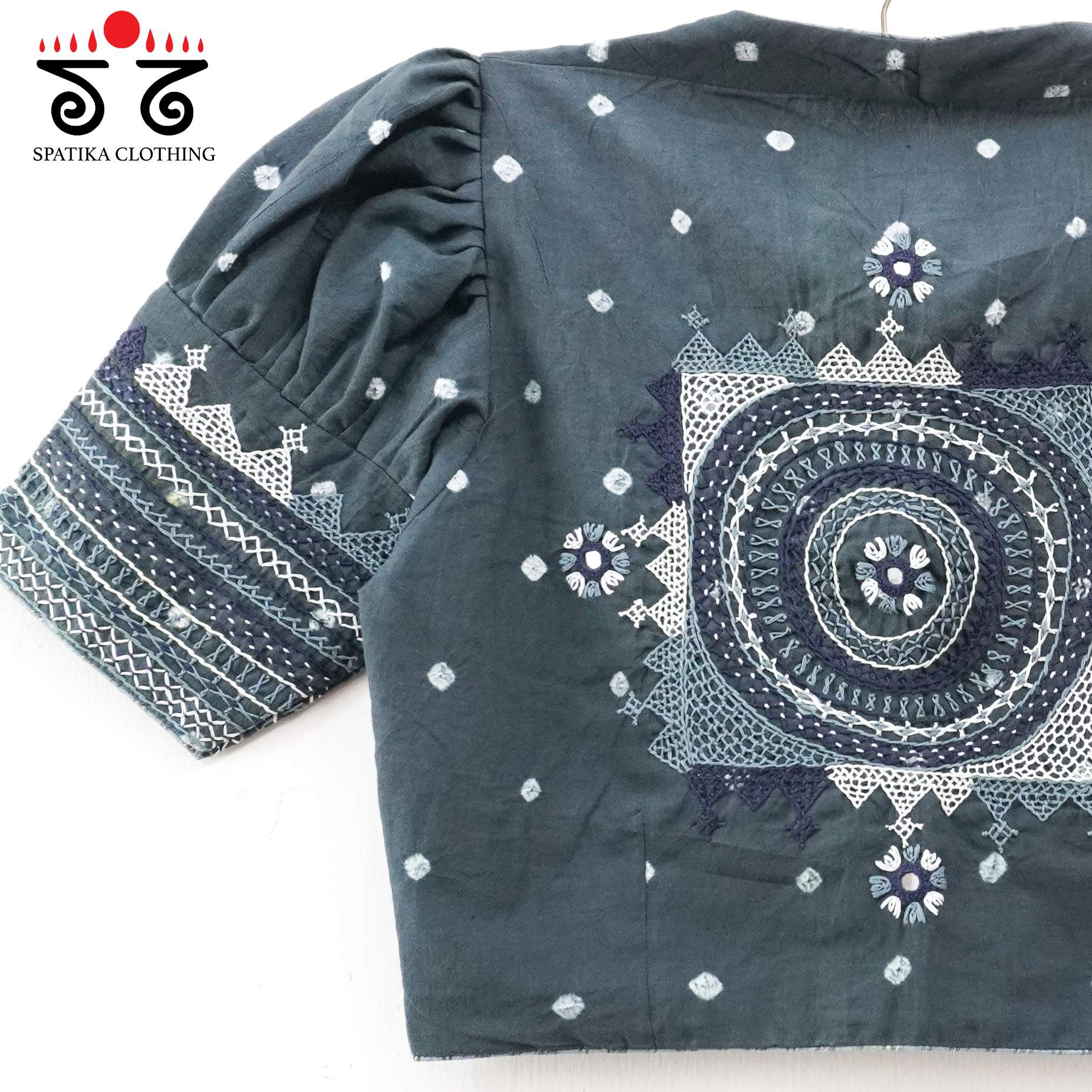 Grey Lambani - Bandhani blouse