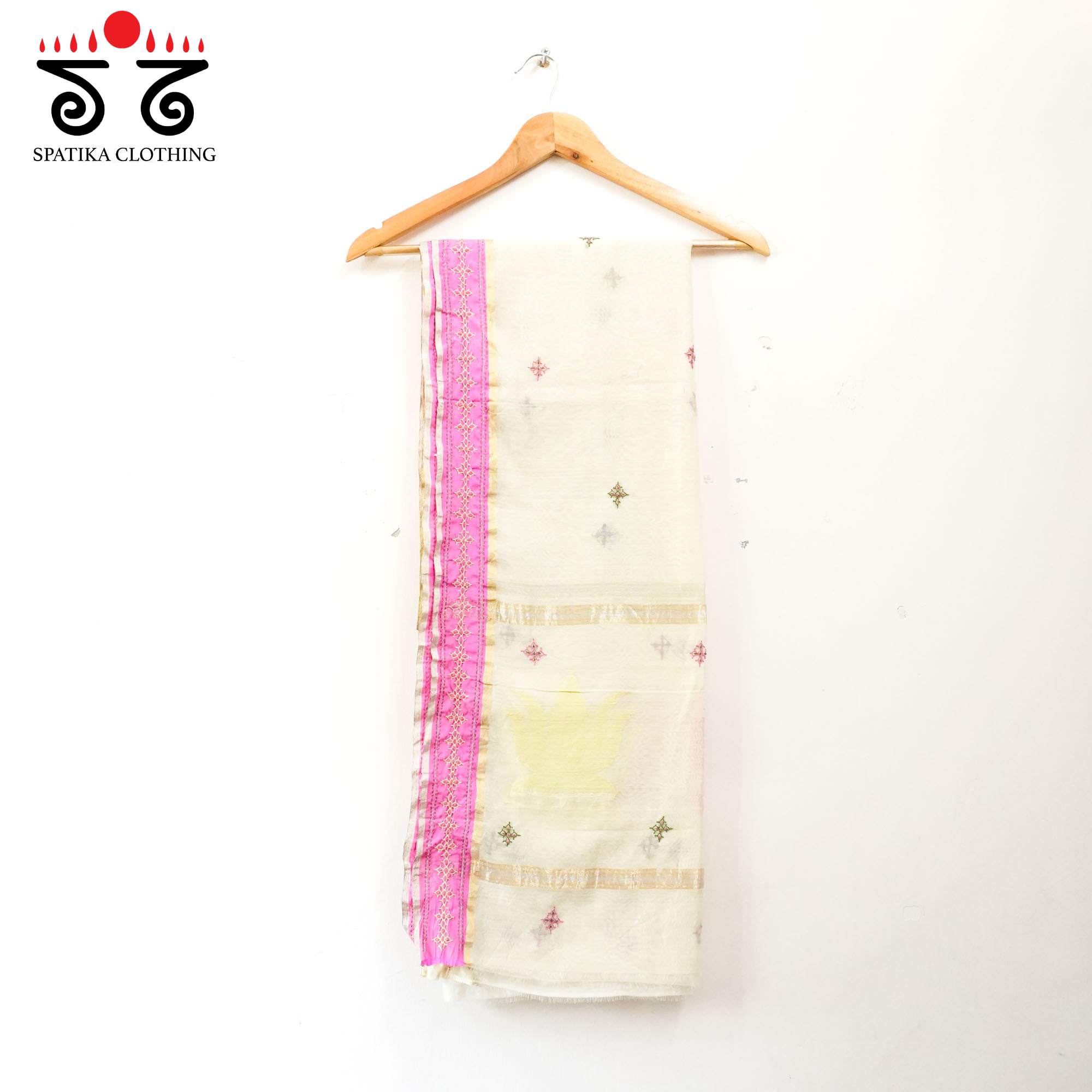 Chanderi Silk Cotton - Hand Embroidered Dupatta