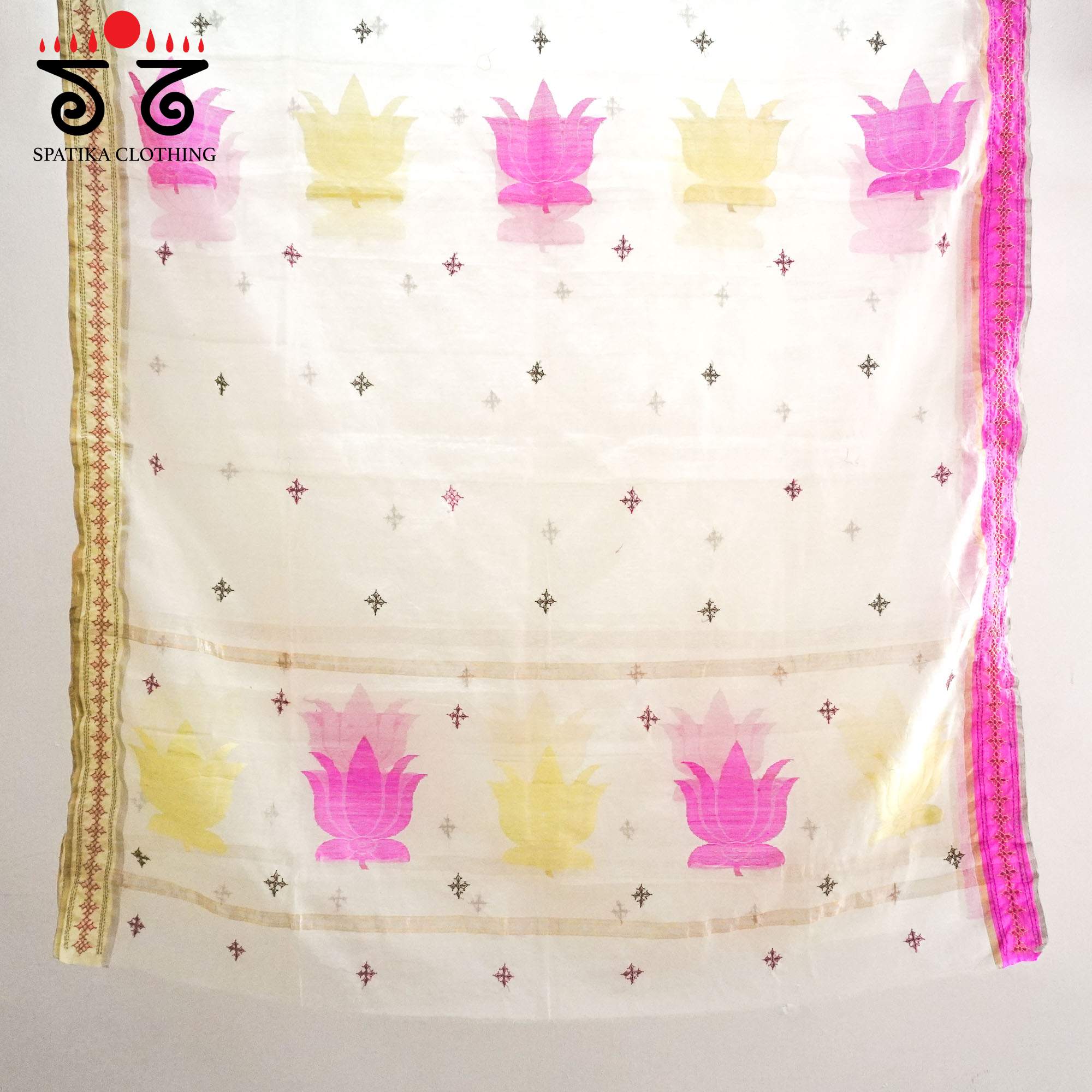Chanderi Silk Cotton - Hand Embroidered Dupatta