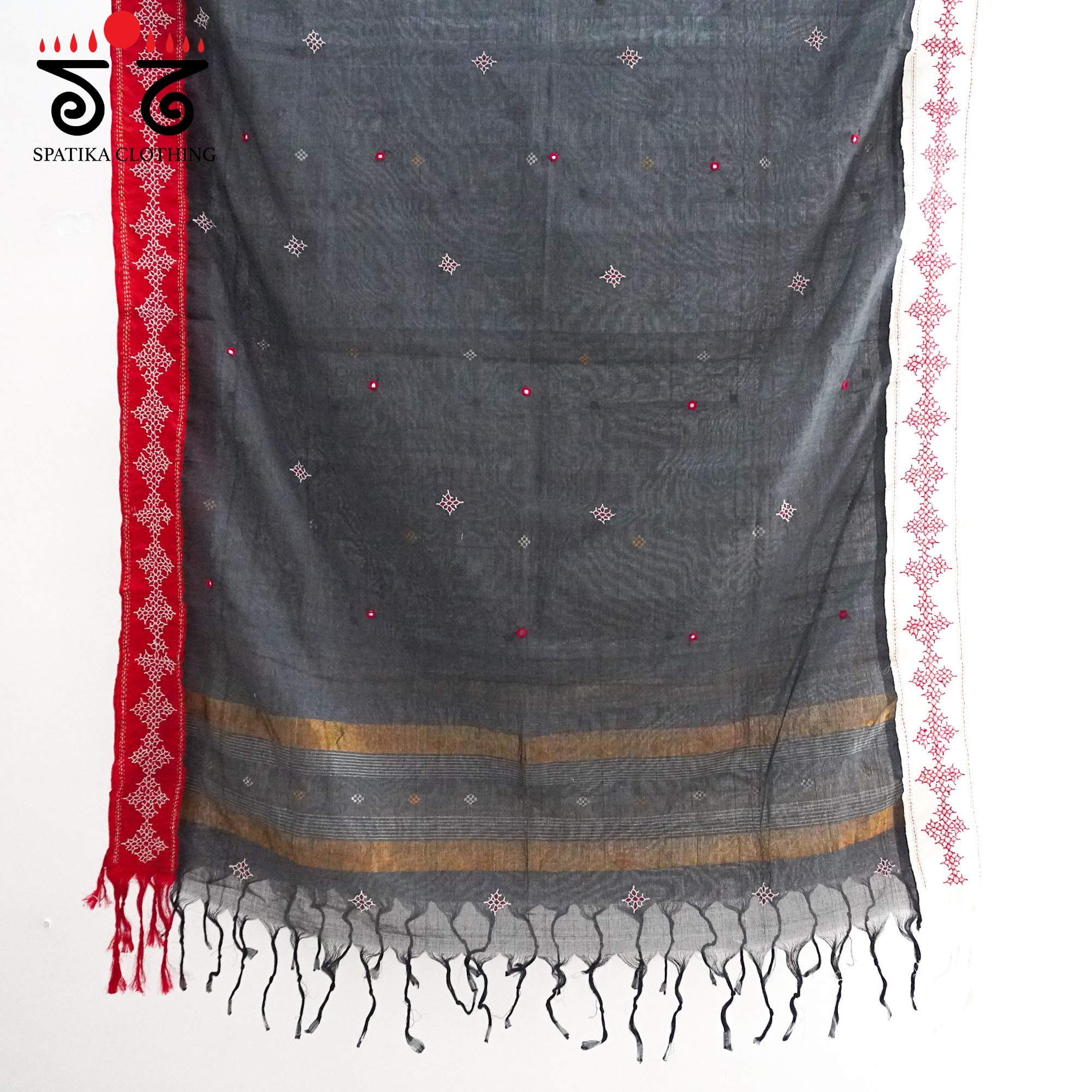 Ponduru Silk Border Hand Embroidered Dupatta