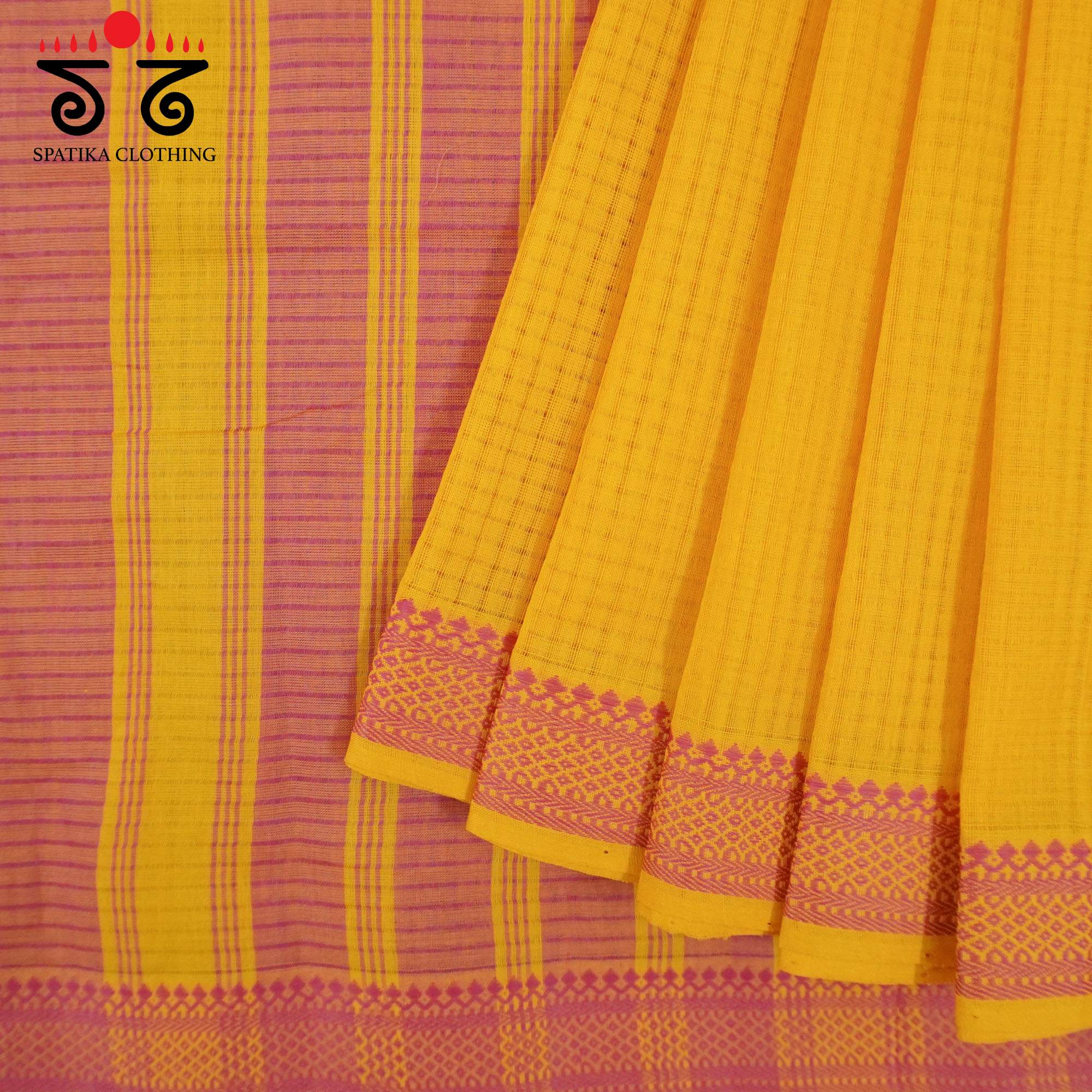 Yellow Andhra Handwoven Cotton Saree With Special Blouse