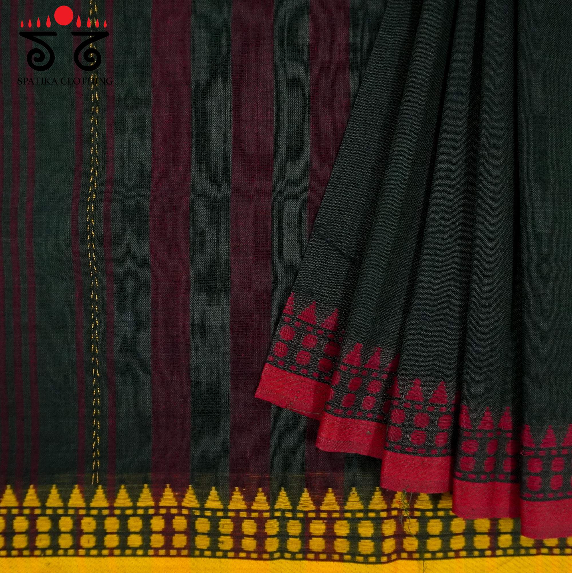 Green Begampur Handwoven Cotton Saree