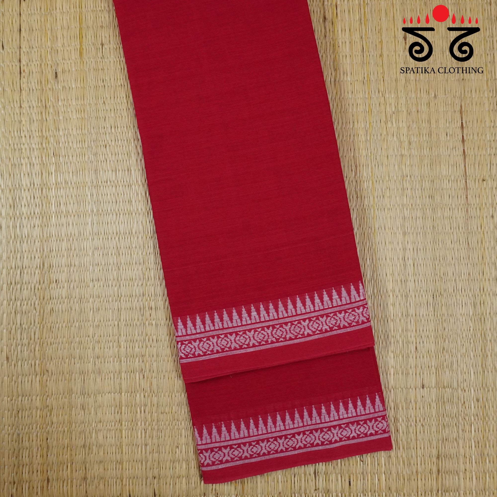 Red Begampur Handwoven Cotton Saree New!