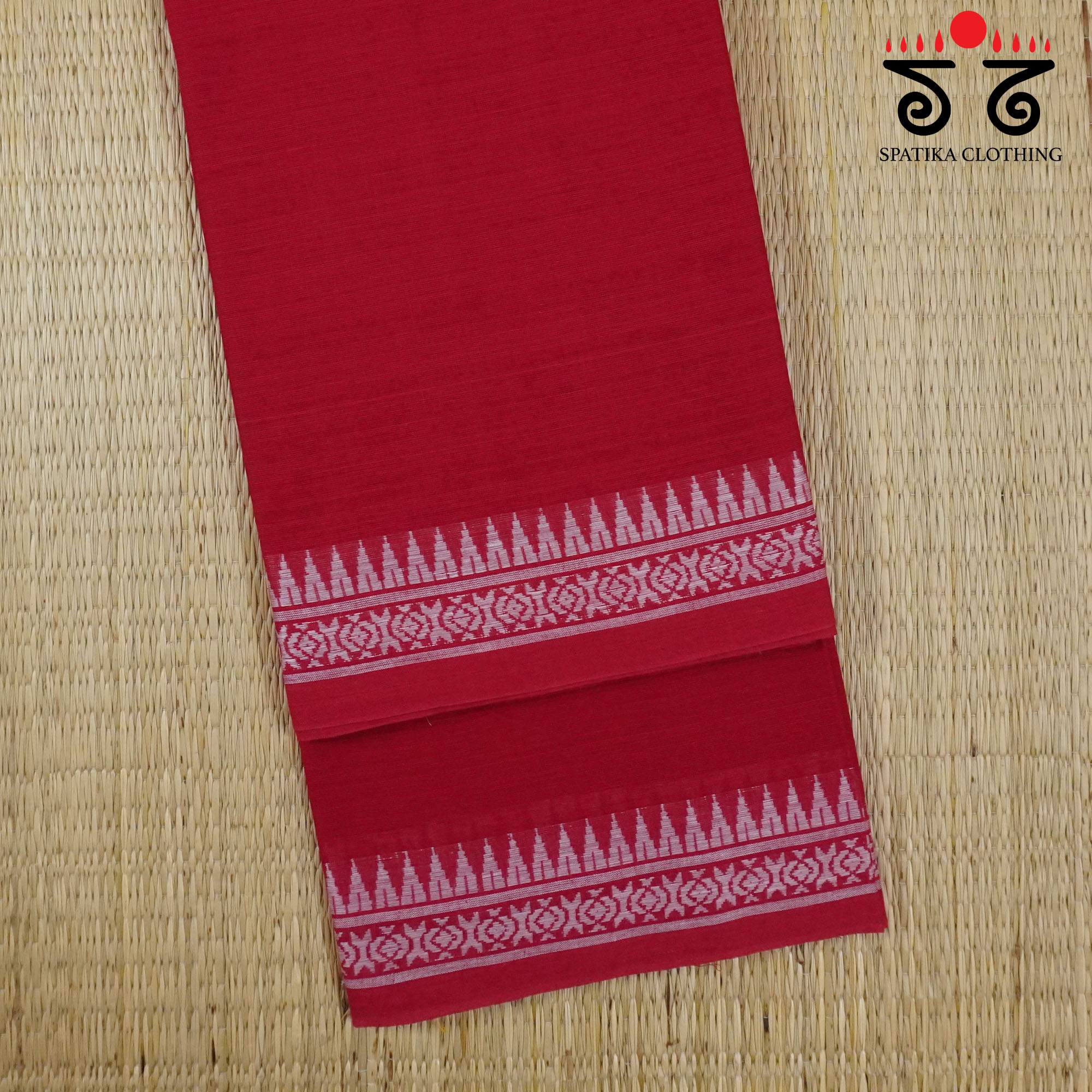 Red Begampur Handwoven Cotton Saree New!