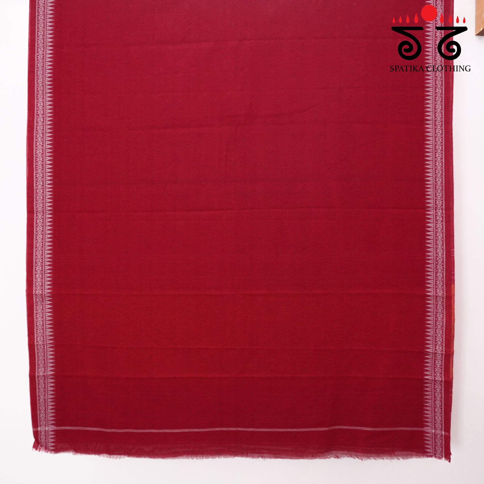 Red Begampur Handwoven Cotton Saree New!