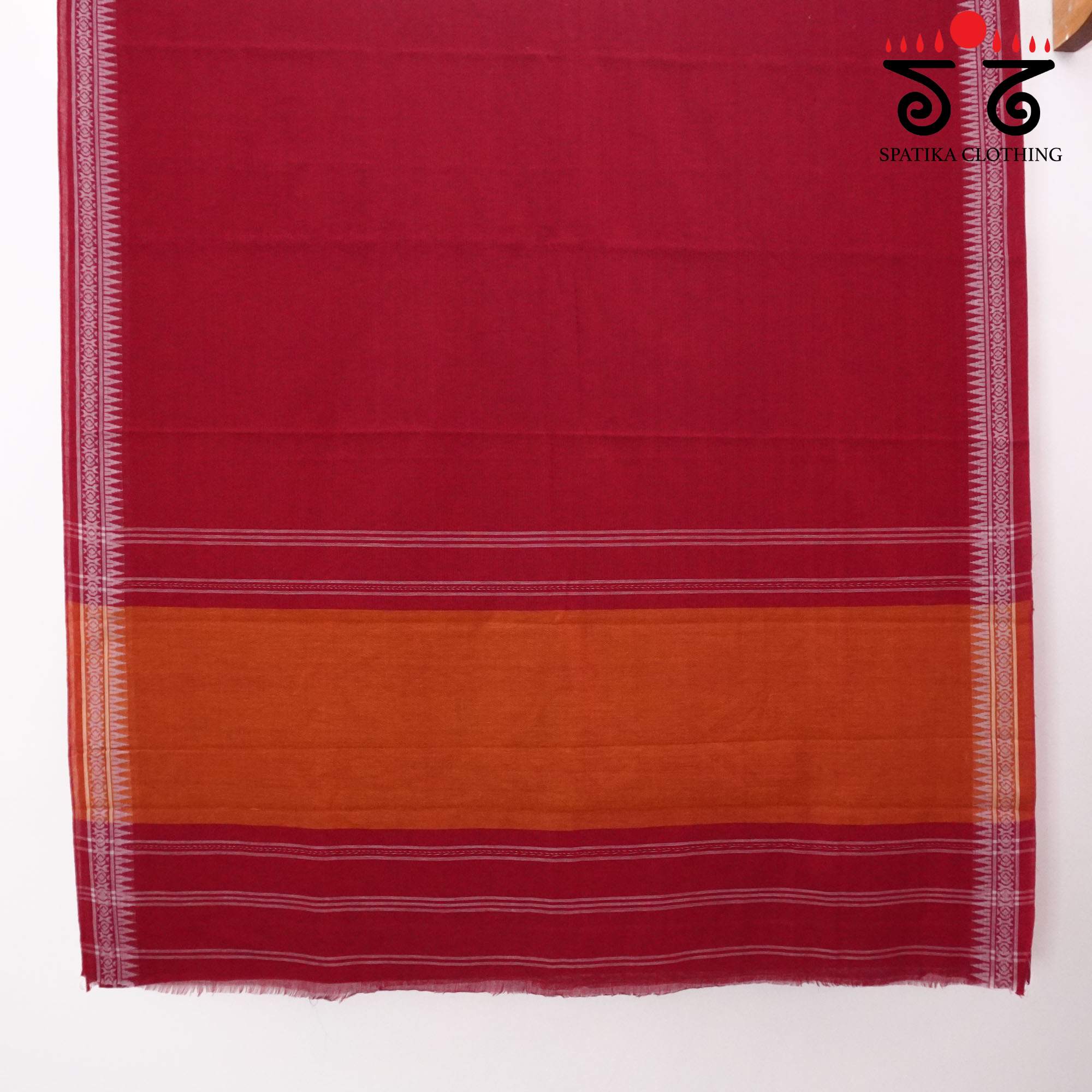 Red Begampur Handwoven Cotton Saree New!