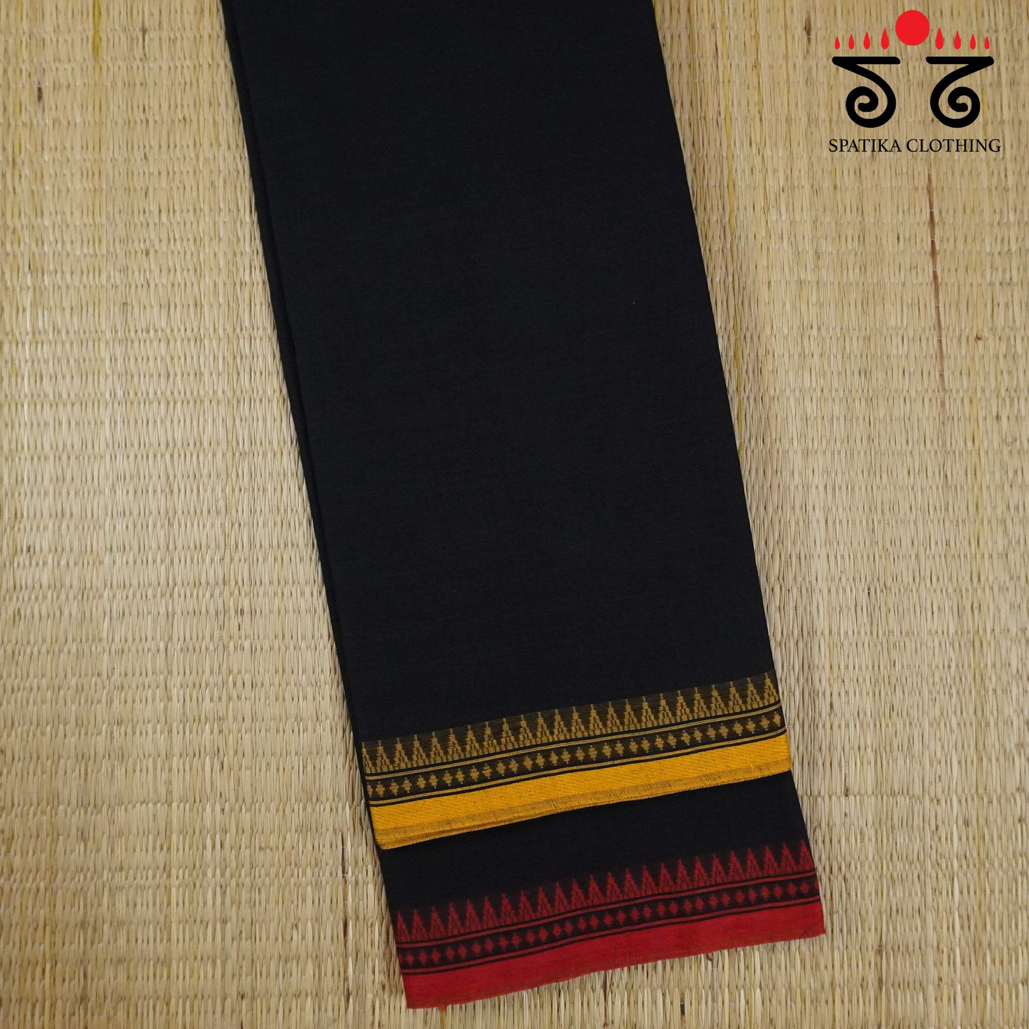 Black Begampur Handwoven Cotton Saree