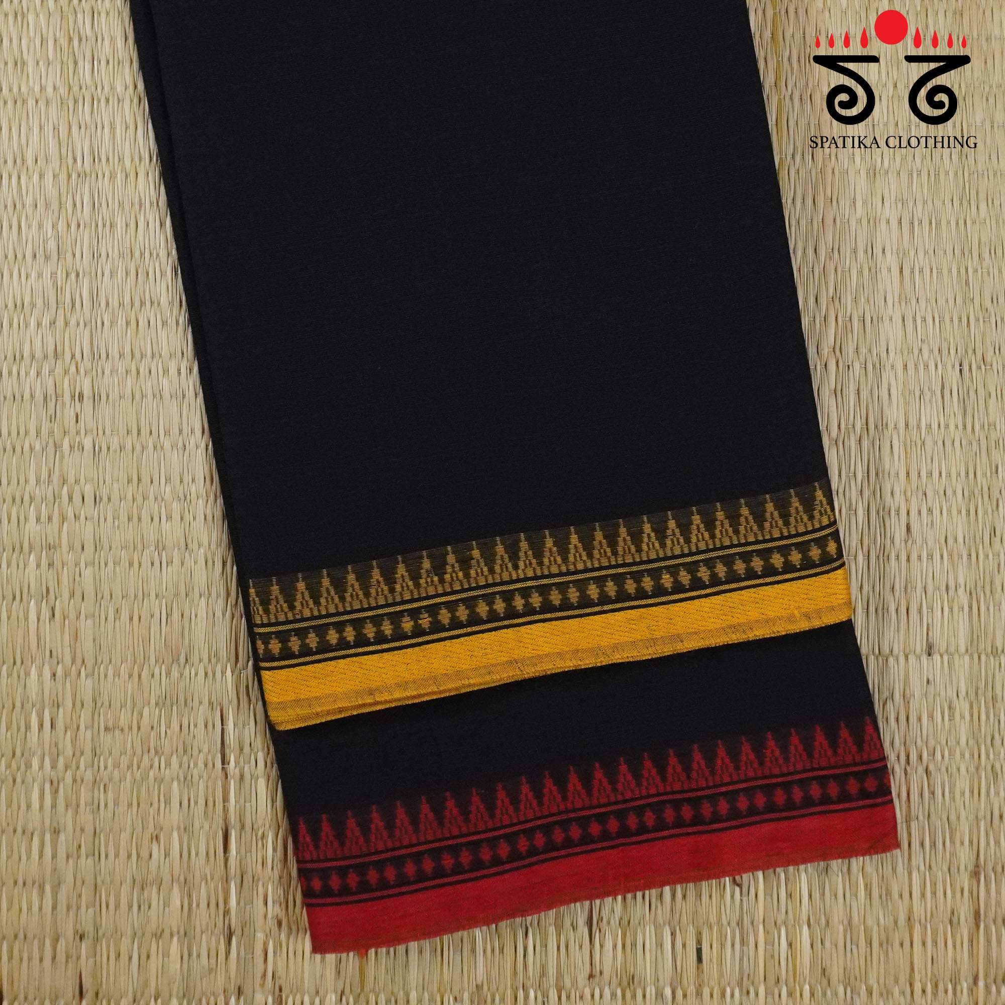 Black Begampur Handwoven Cotton Saree