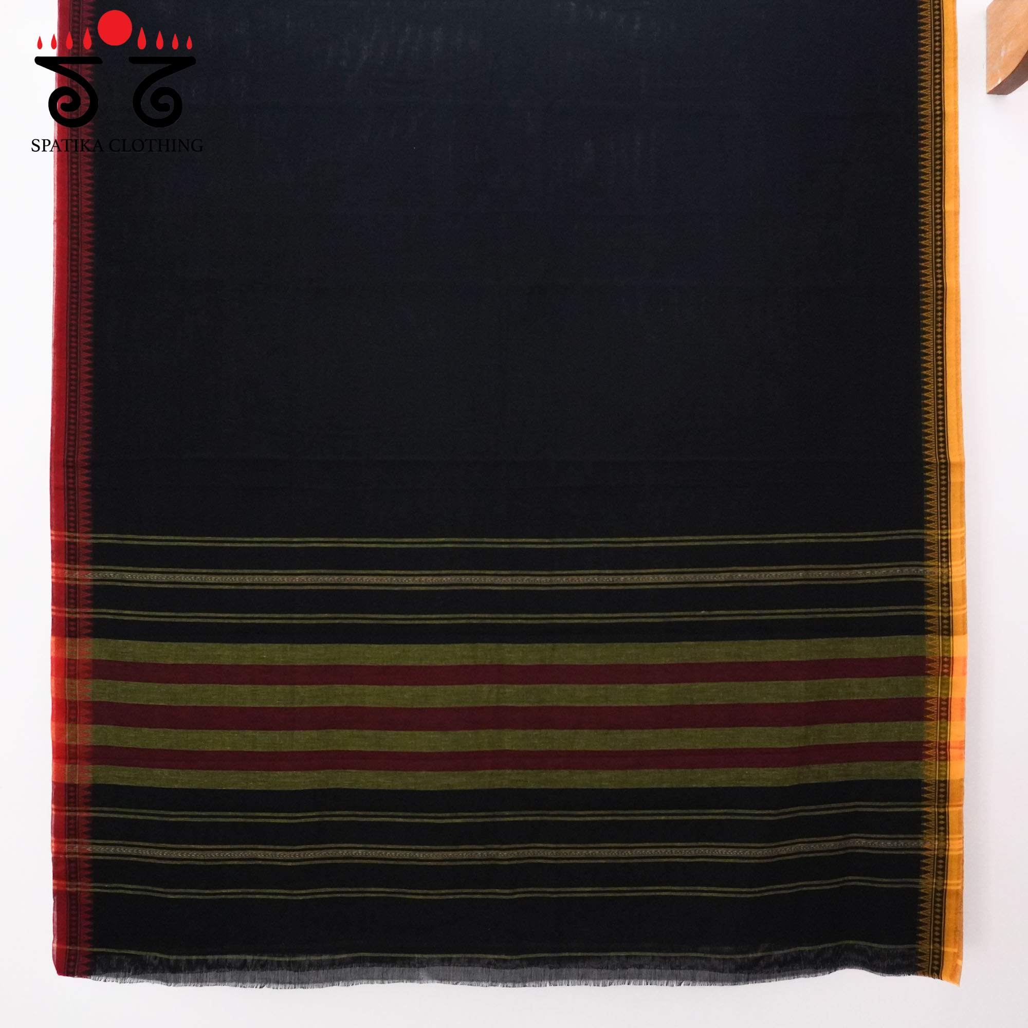 Black Begampur Handwoven Cotton Saree