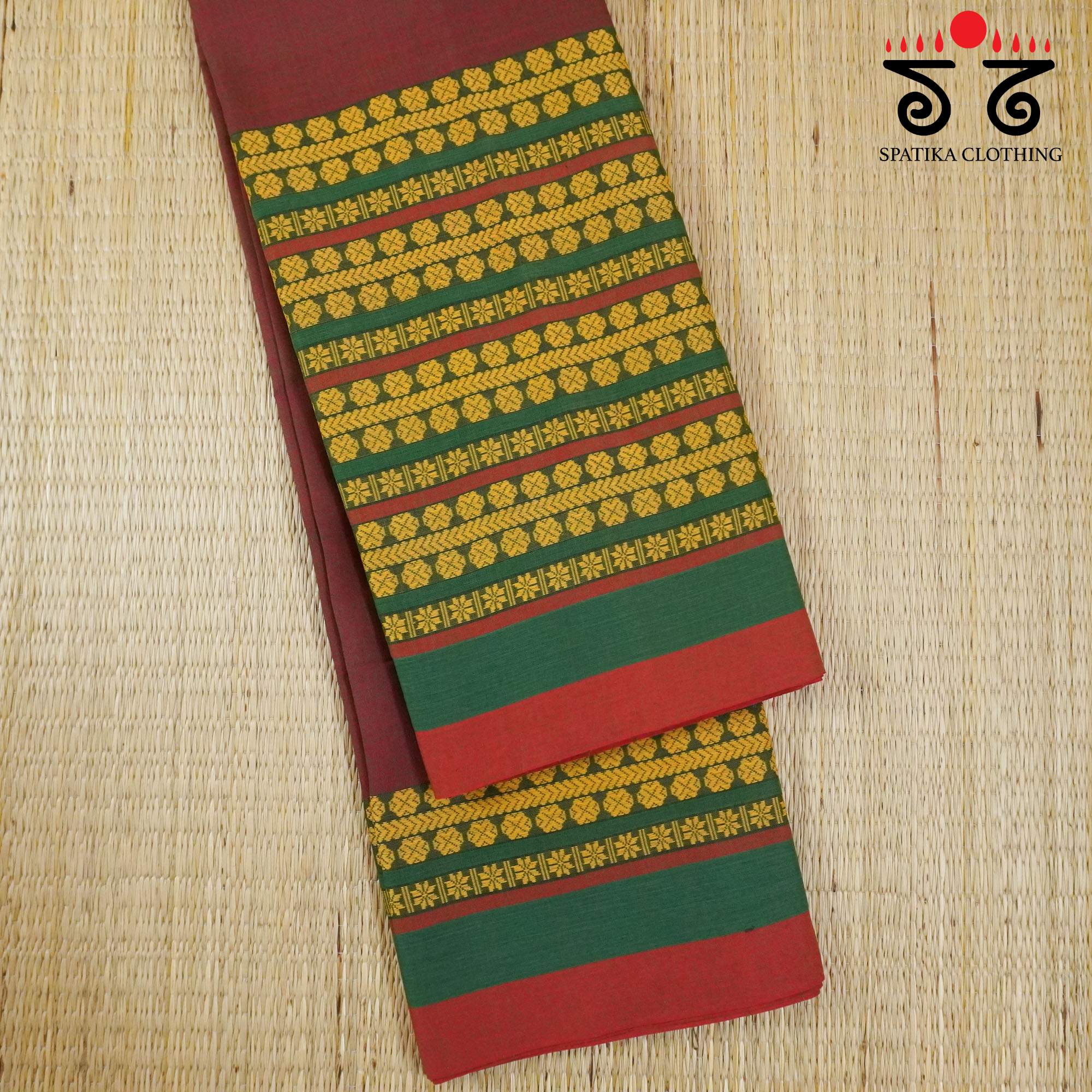 Brown Begampur Handwoven Cotton Saree New!