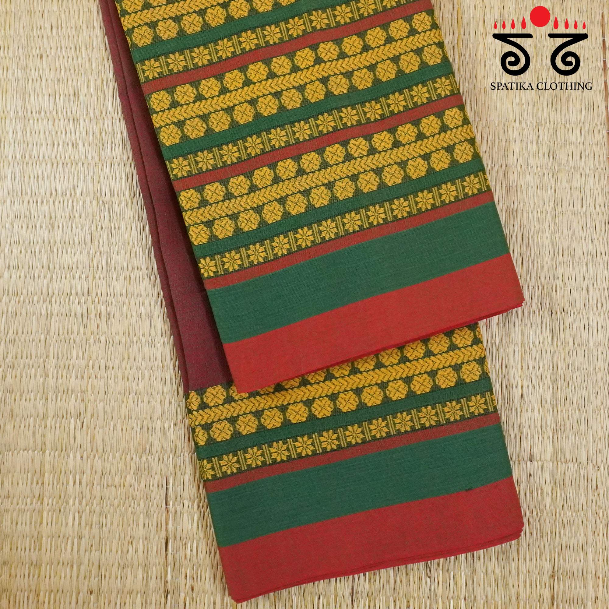 Brown Begampur Handwoven Cotton Saree New!