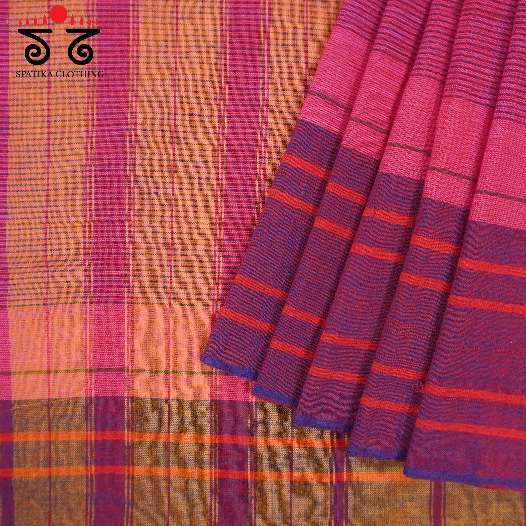 Magenta Sudha Kaddi Handwoven Cotton Saree